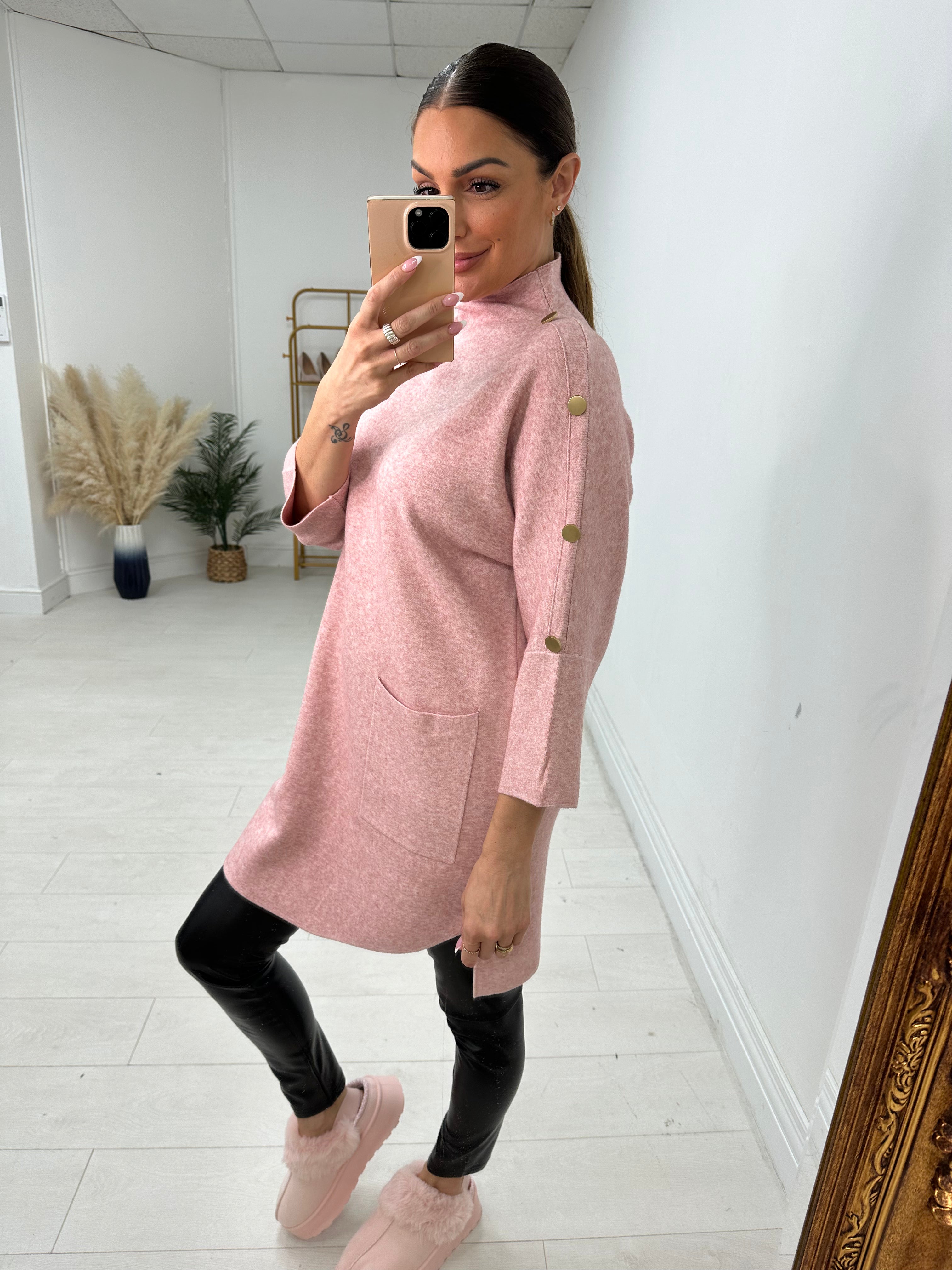 Vivian Button Detailed Longline Jumper