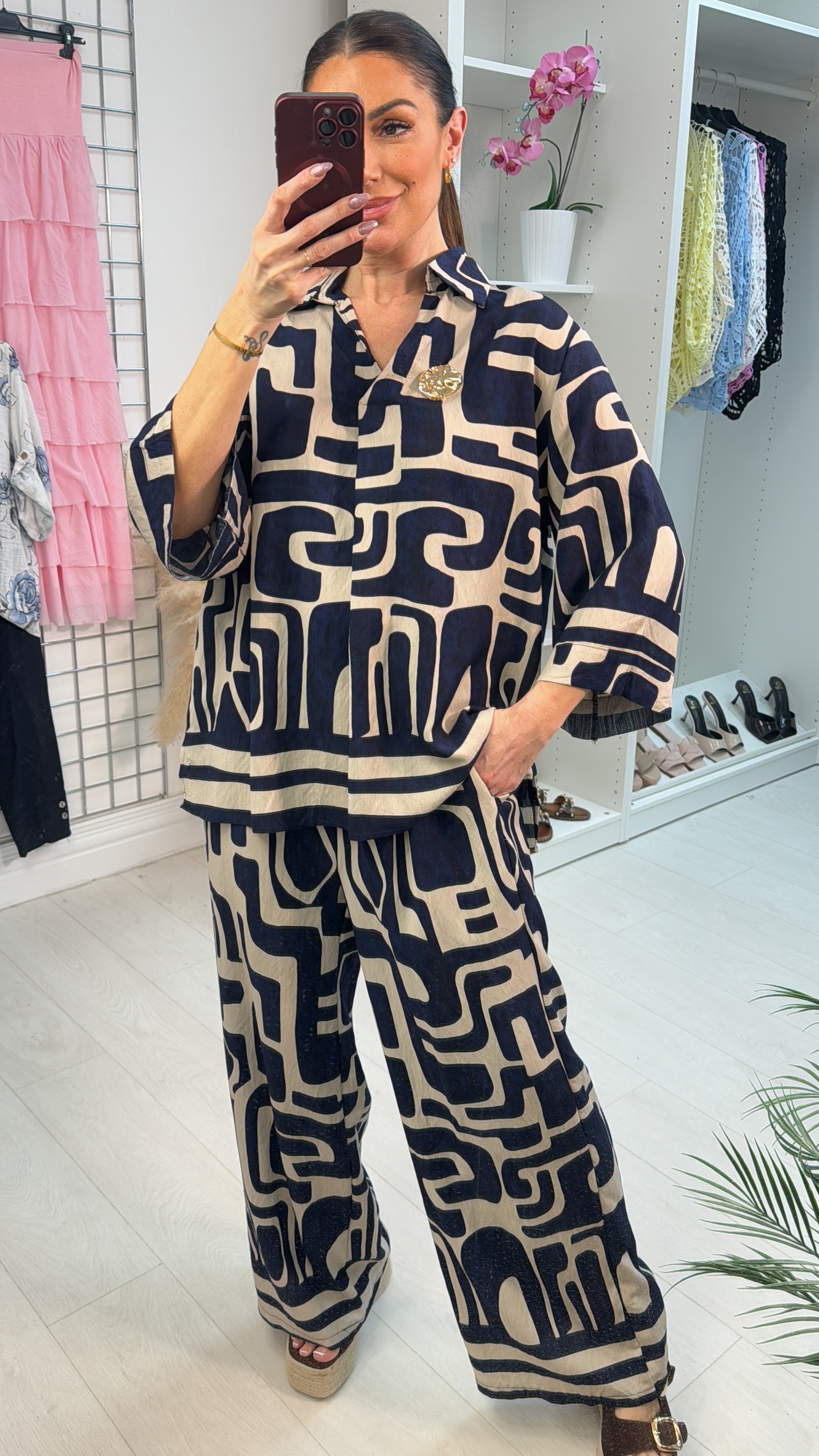 Deborah Abstract Print Loose Fit Co-Ord Set