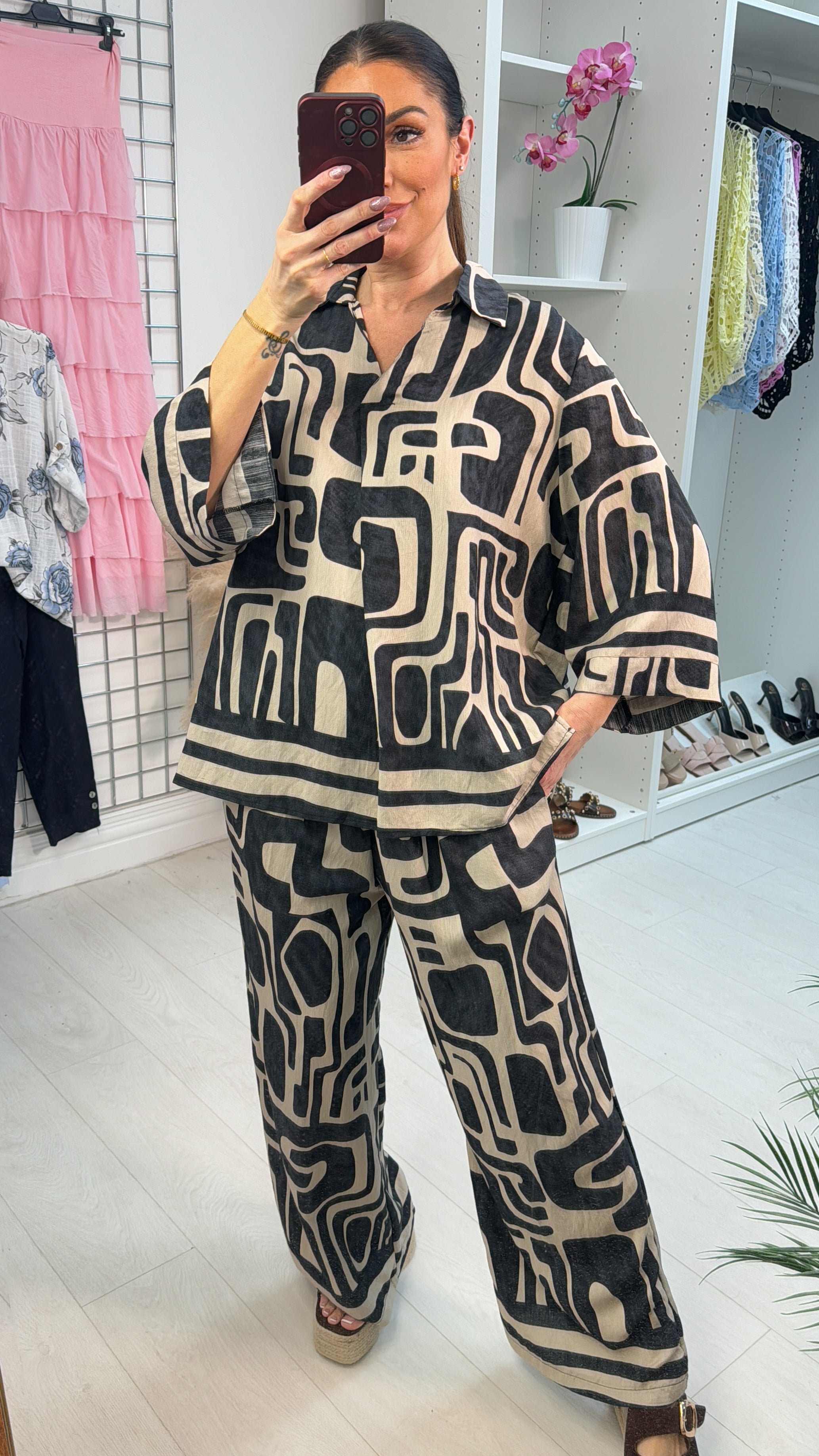 Deborah Abstract Print Loose Fit Co-Ord Set