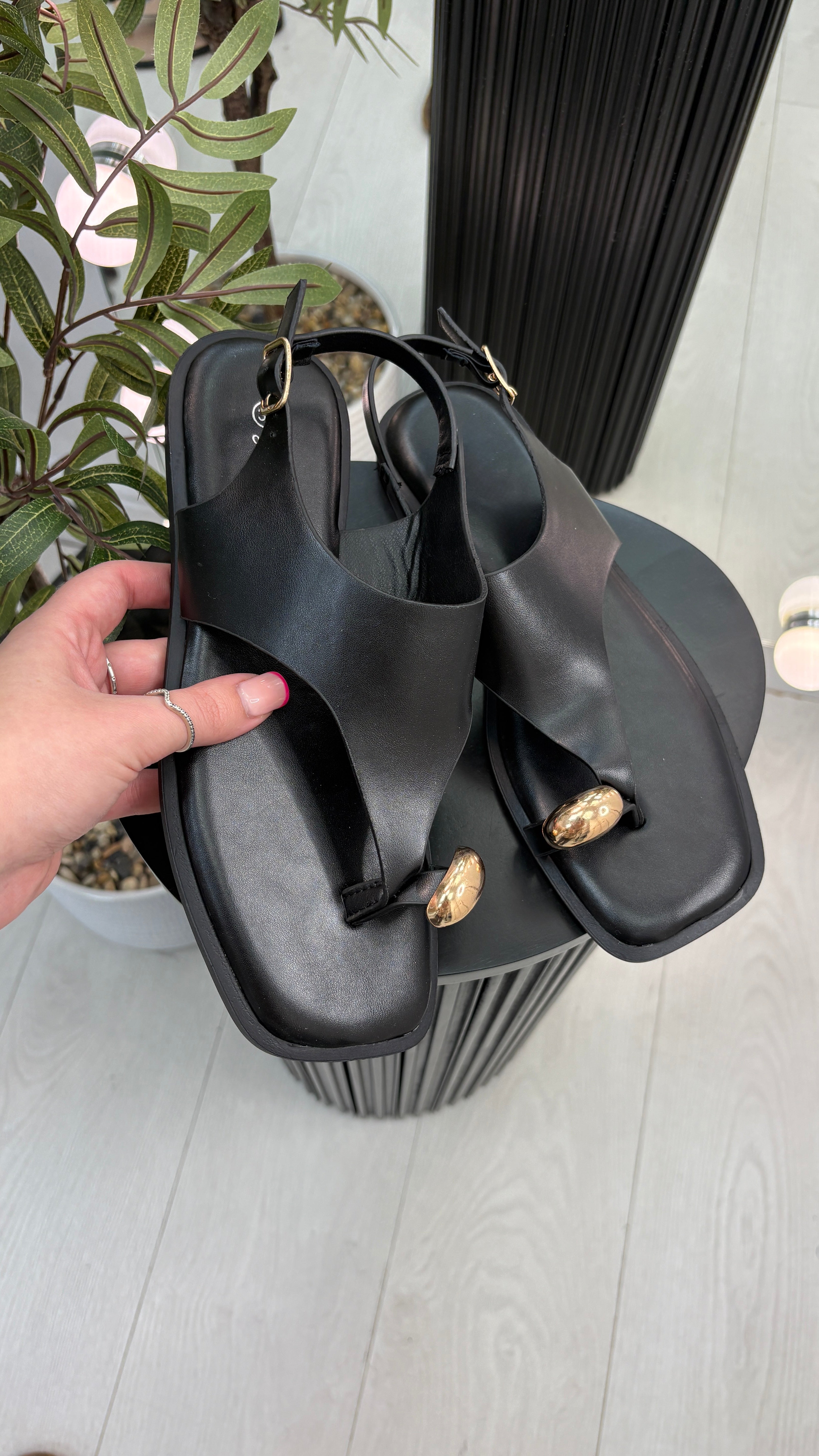 Tazia Faux Leather Square Toe Sandals