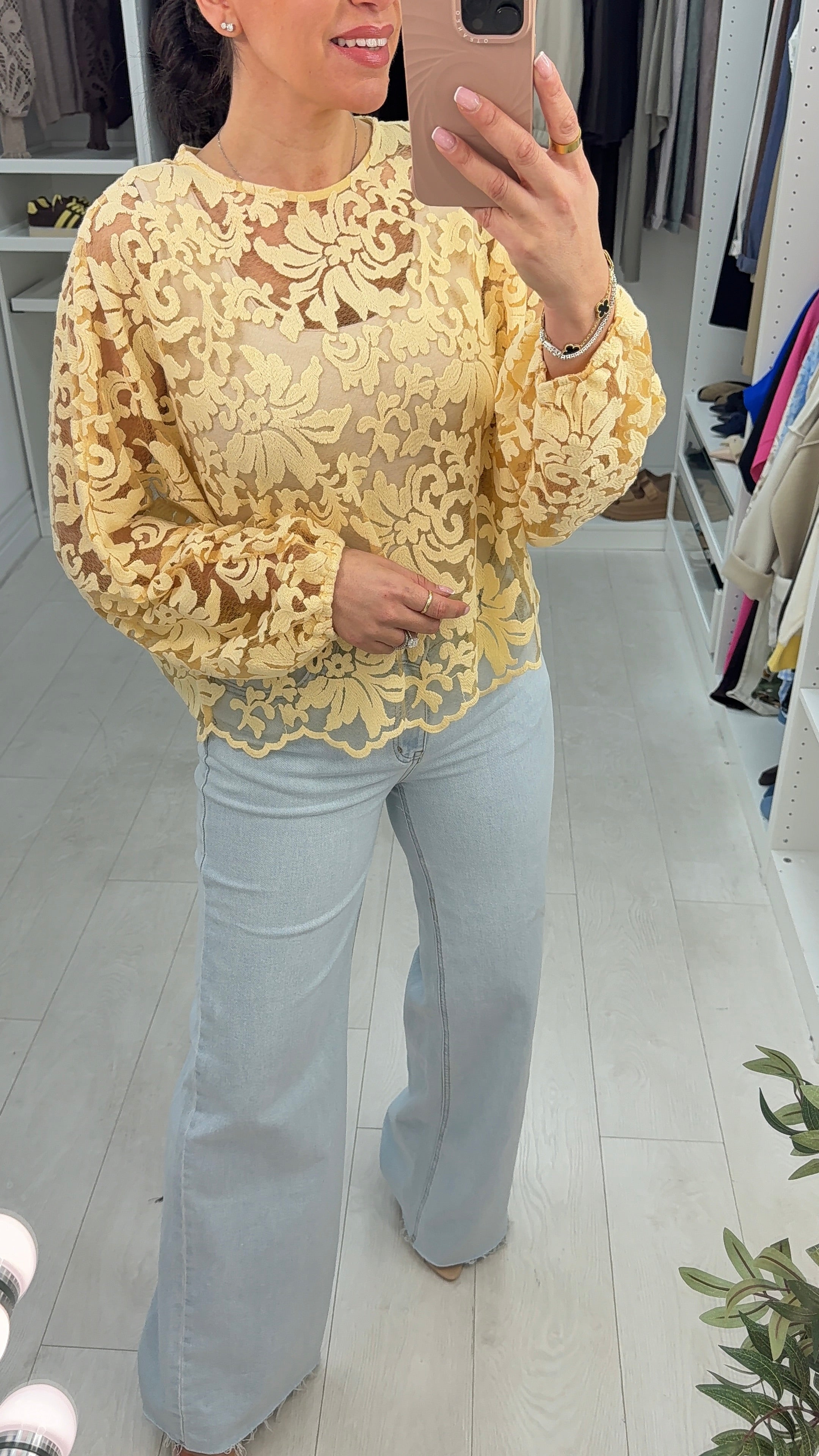 Shoana Mesh Batwing Sleeve Top