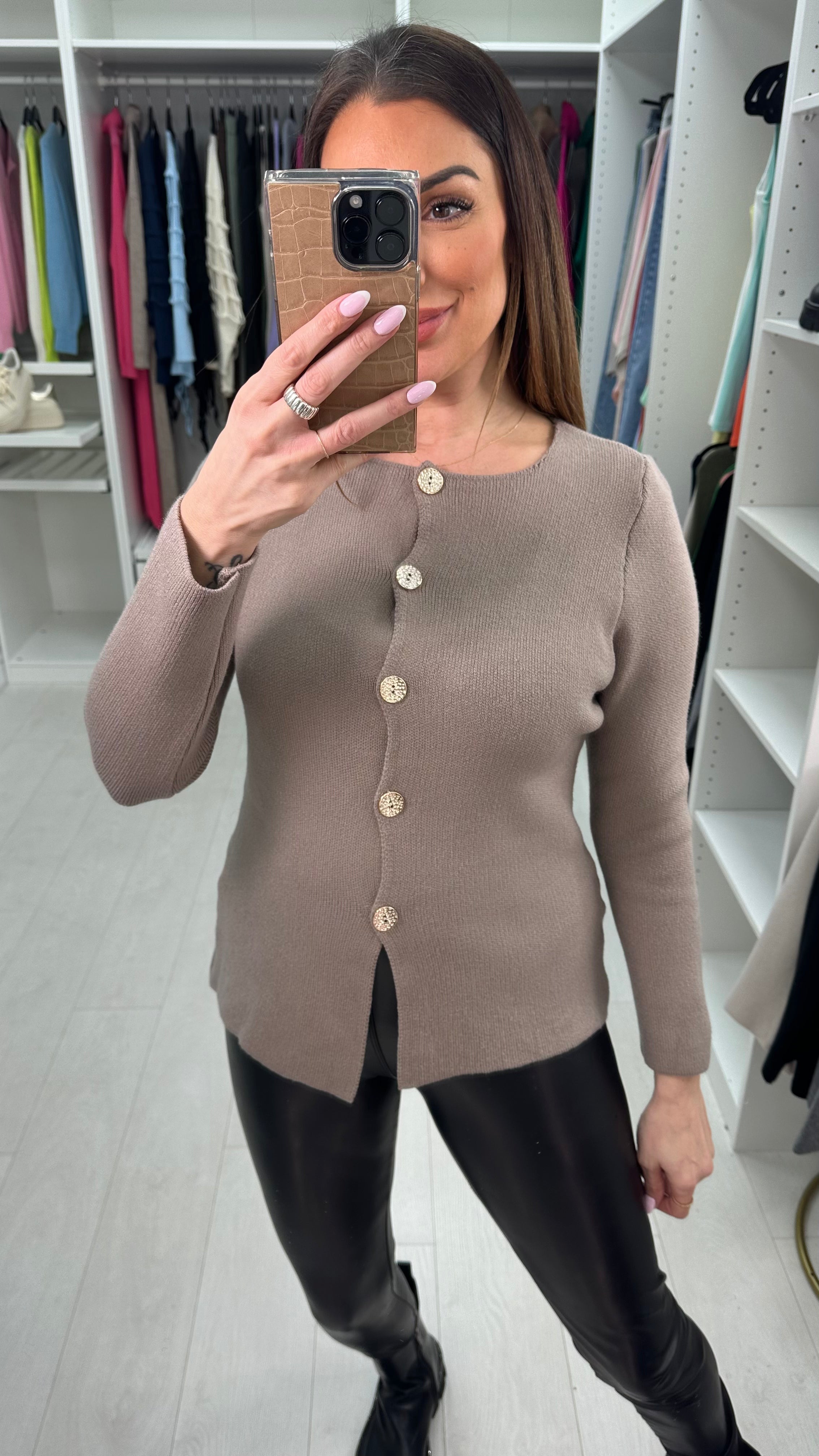 Posey Plain Button Front Knitted Cardigan