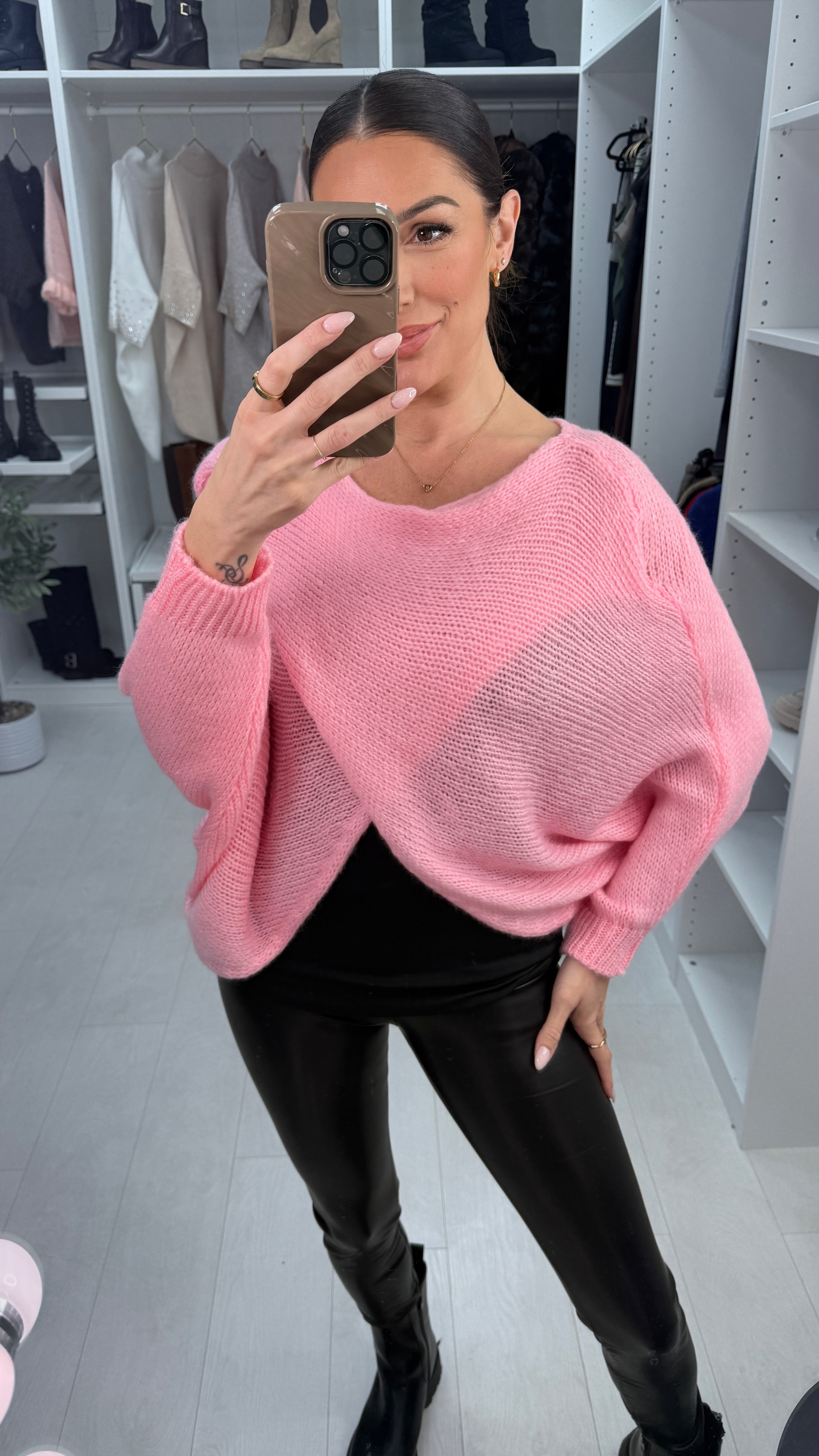 Ingrid Plain Wrap Front Chunky Knit Jumper