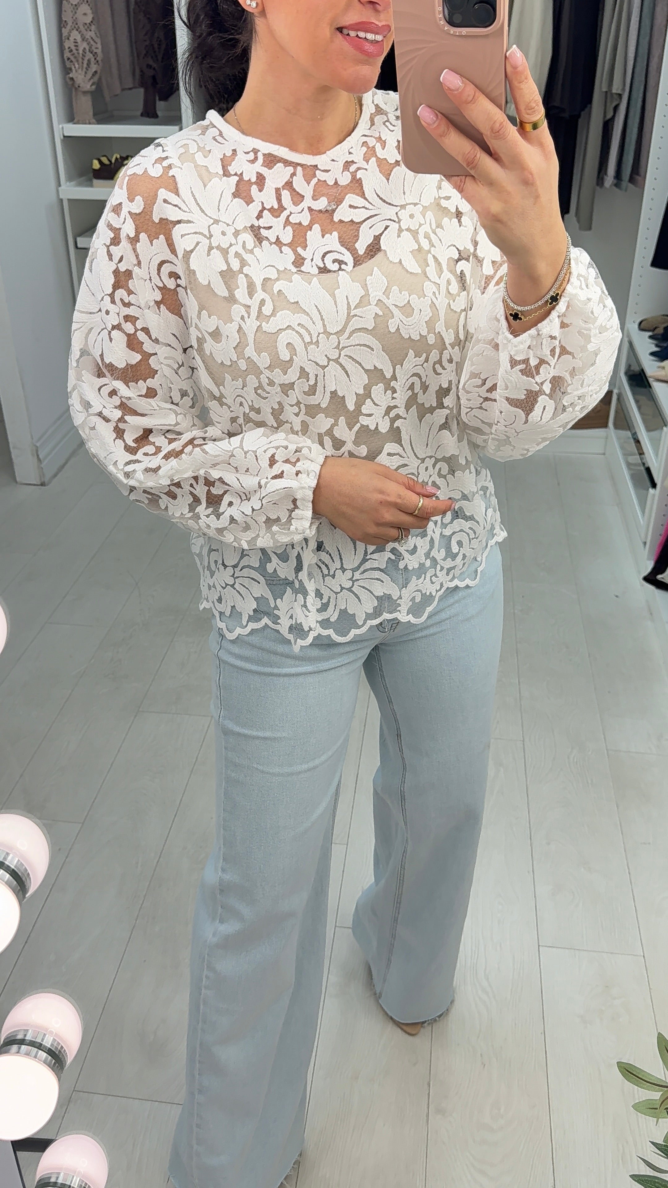 Shoana Mesh Batwing Sleeve Top