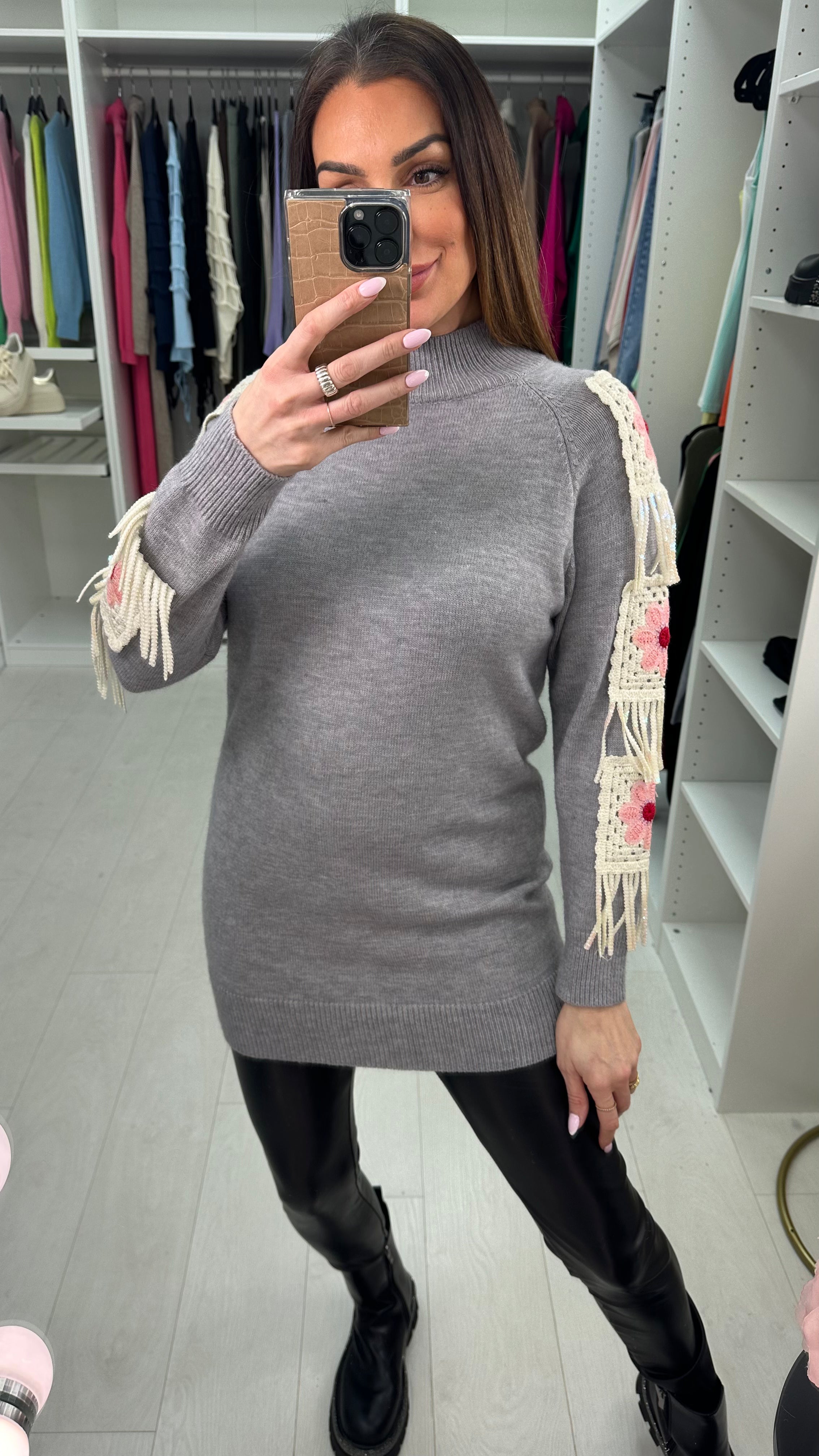 Julisa Crochet Detailed Longline Jumper