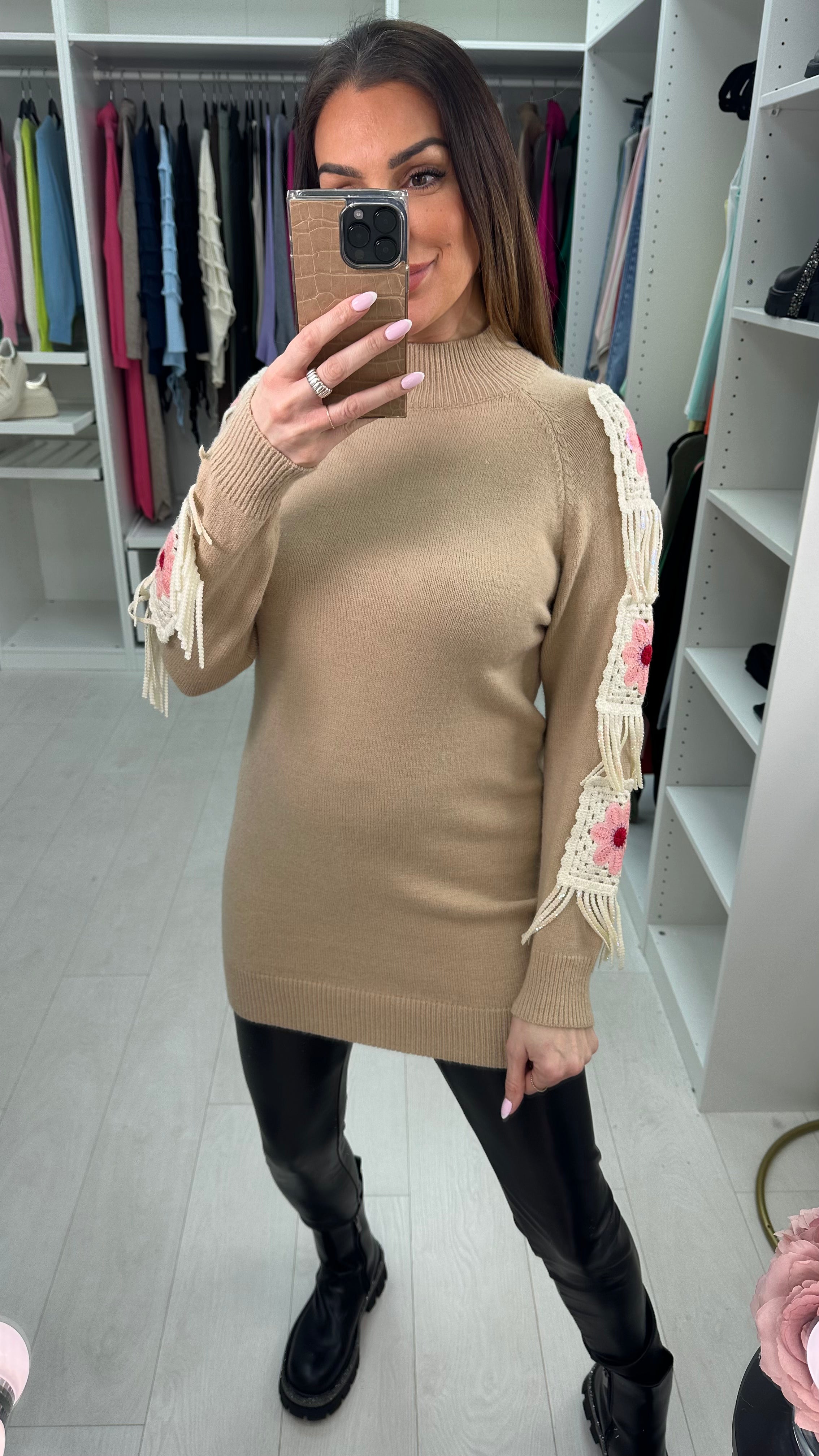 Julisa Crochet Detailed Longline Jumper