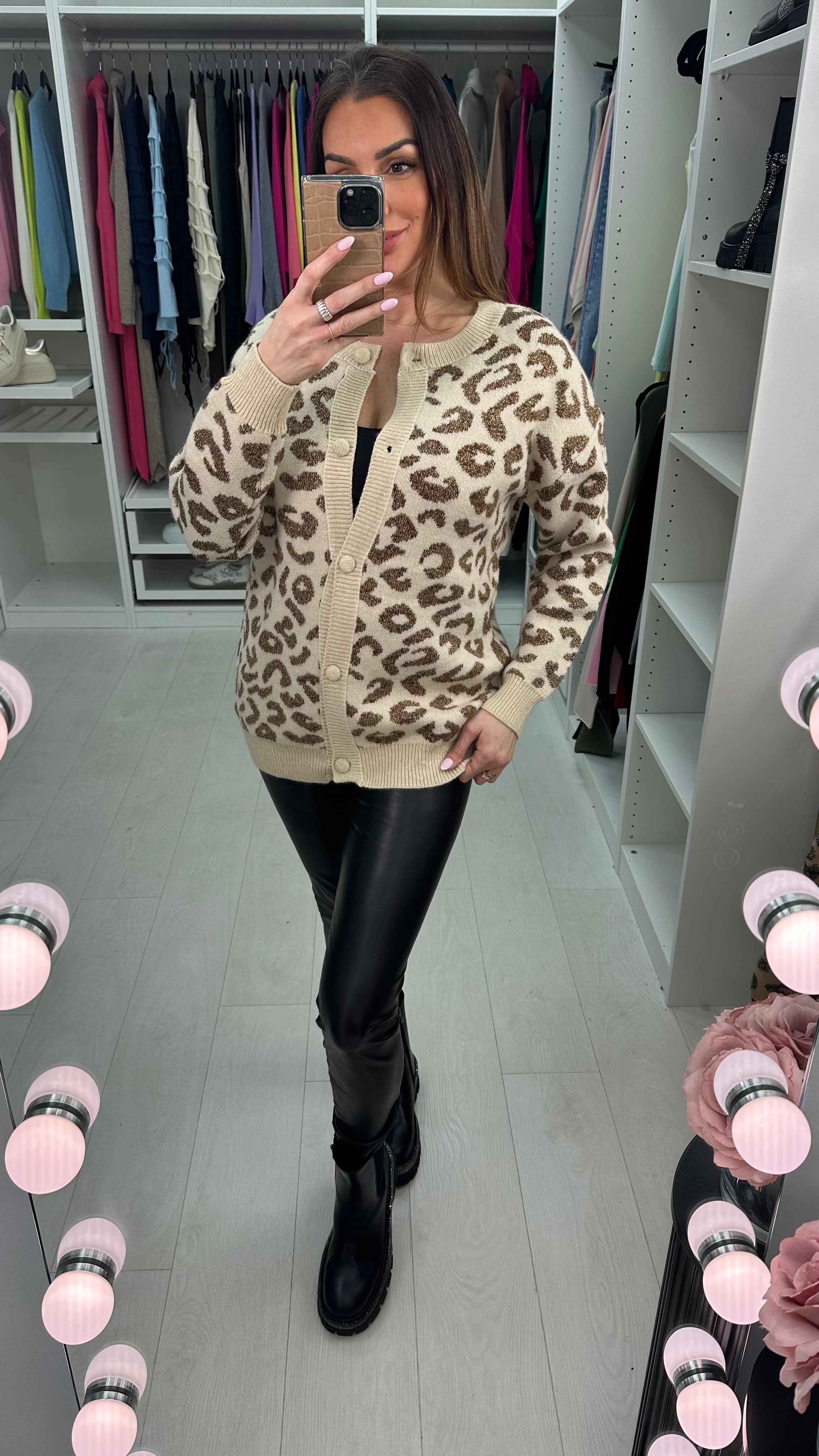 Ivona Leopard Print Knitted Cardigan