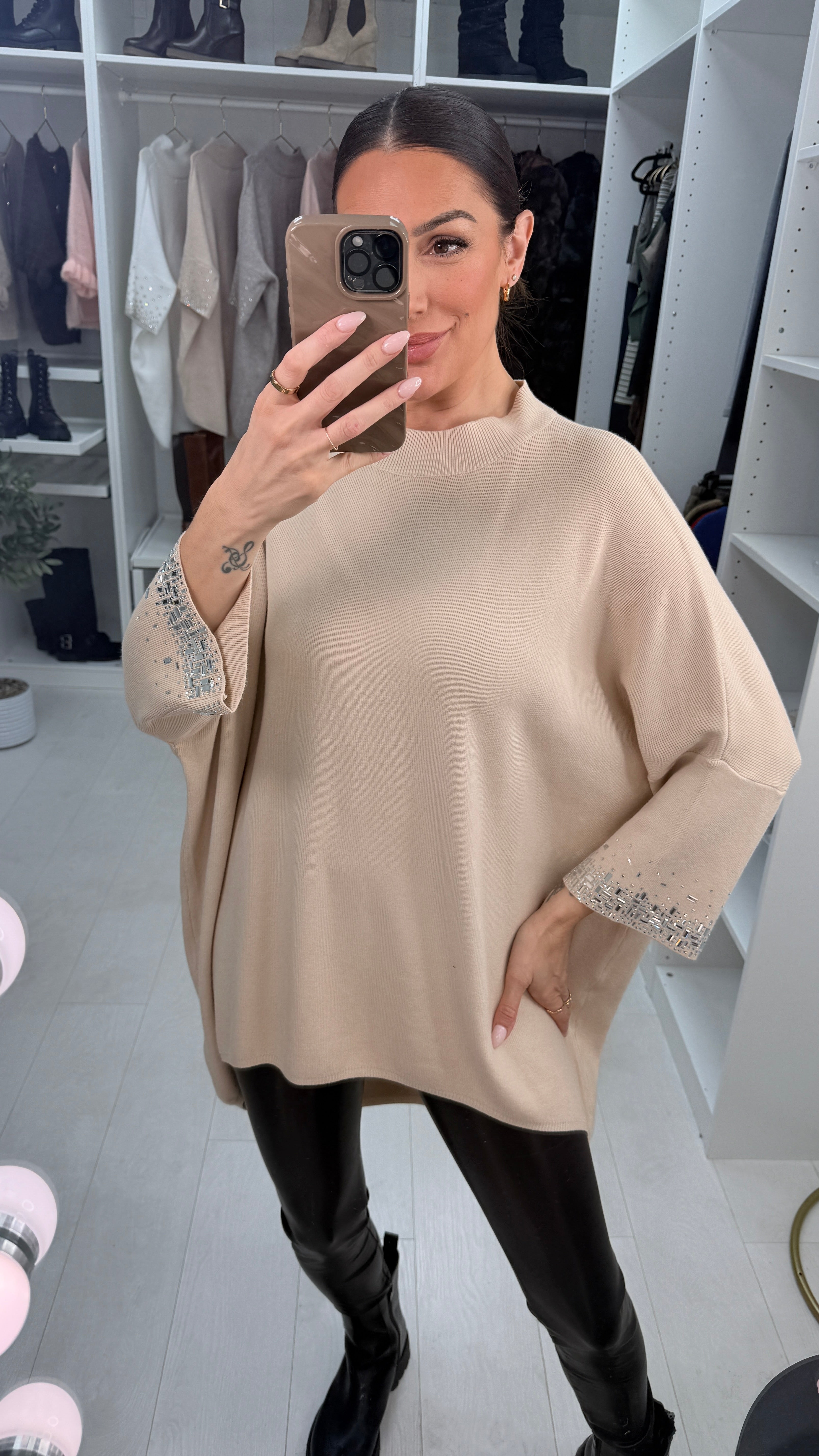 Estela Diamante Sleeve Detail Oversized Jumper
