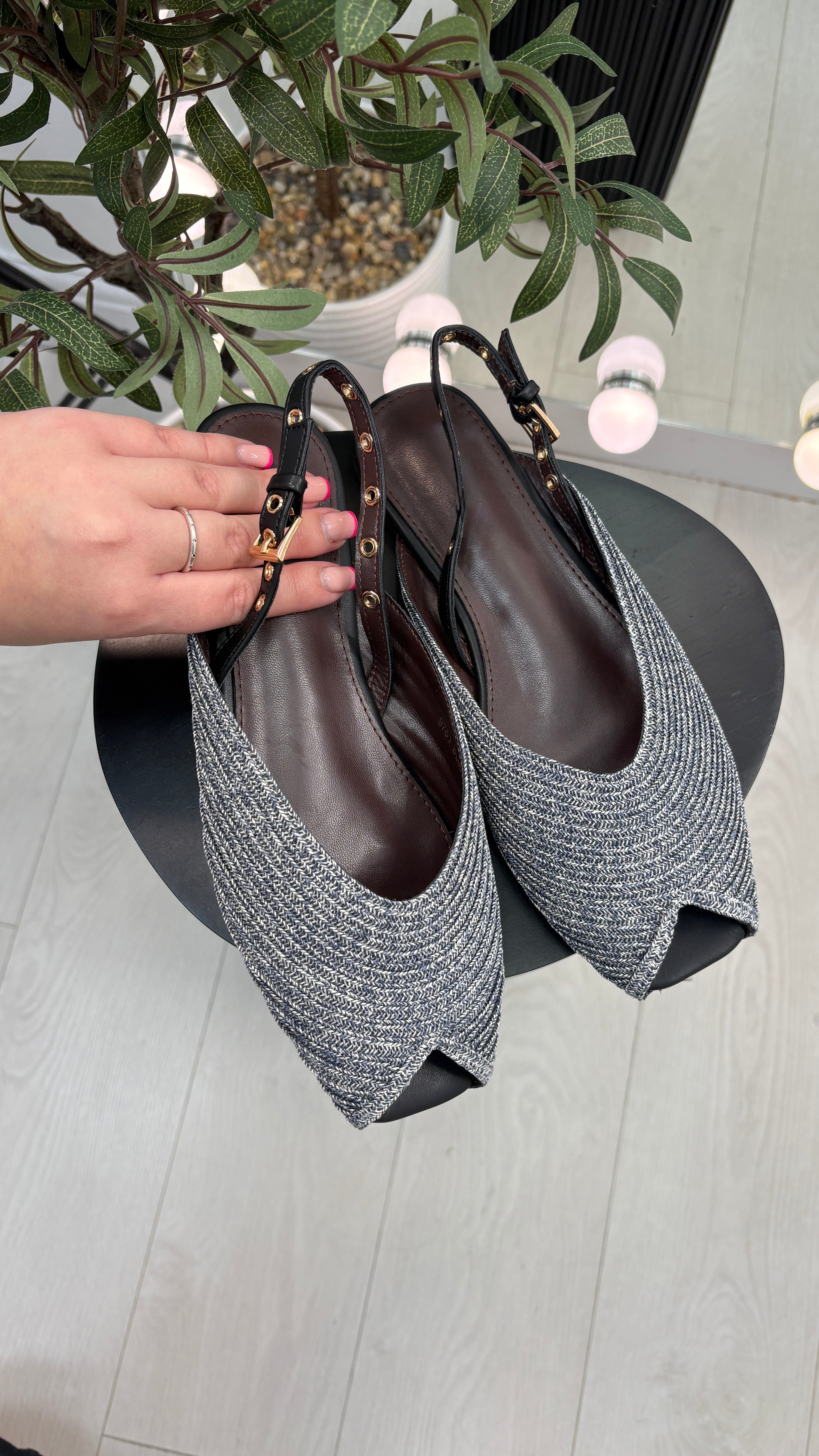 Alison Woven Open Toe Slingback Sandals