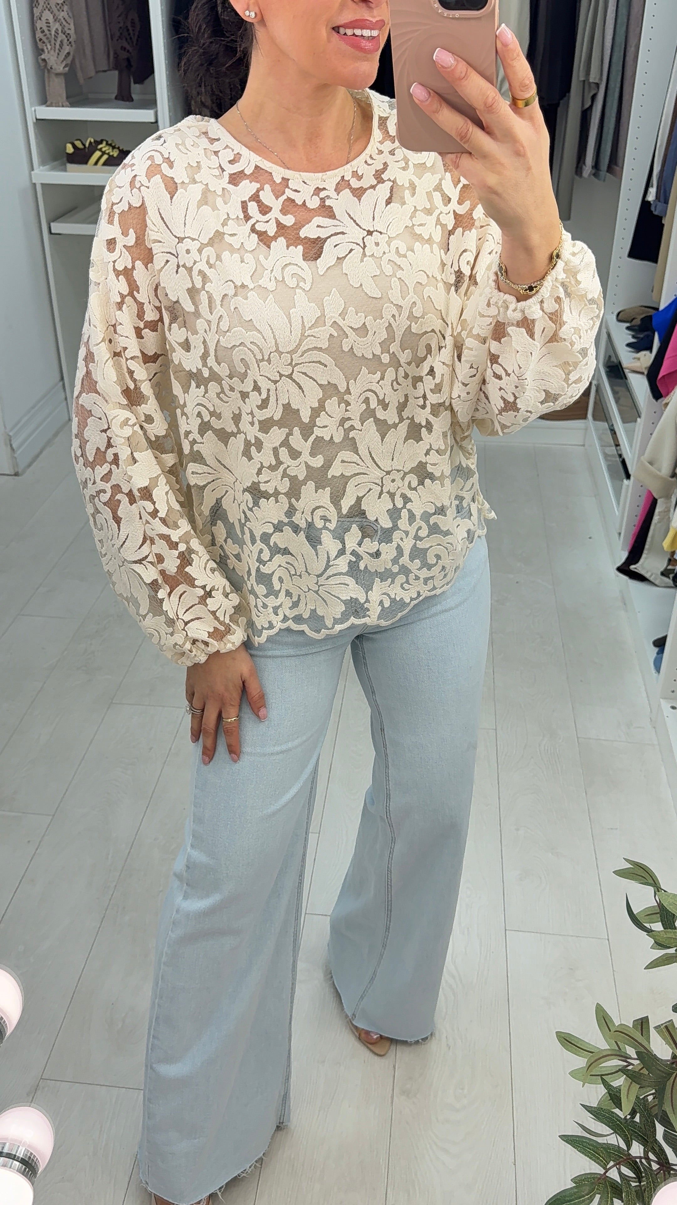 Shoana Mesh Batwing Sleeve Top