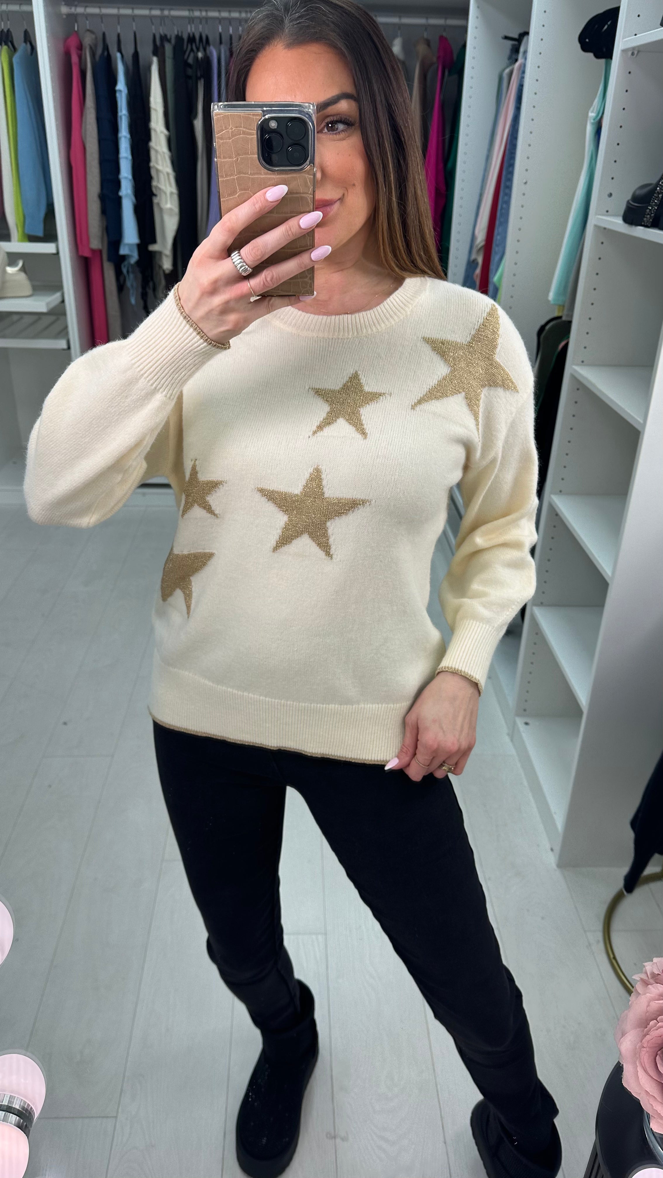 Selene Metallic Star Detailed Knit Jumper