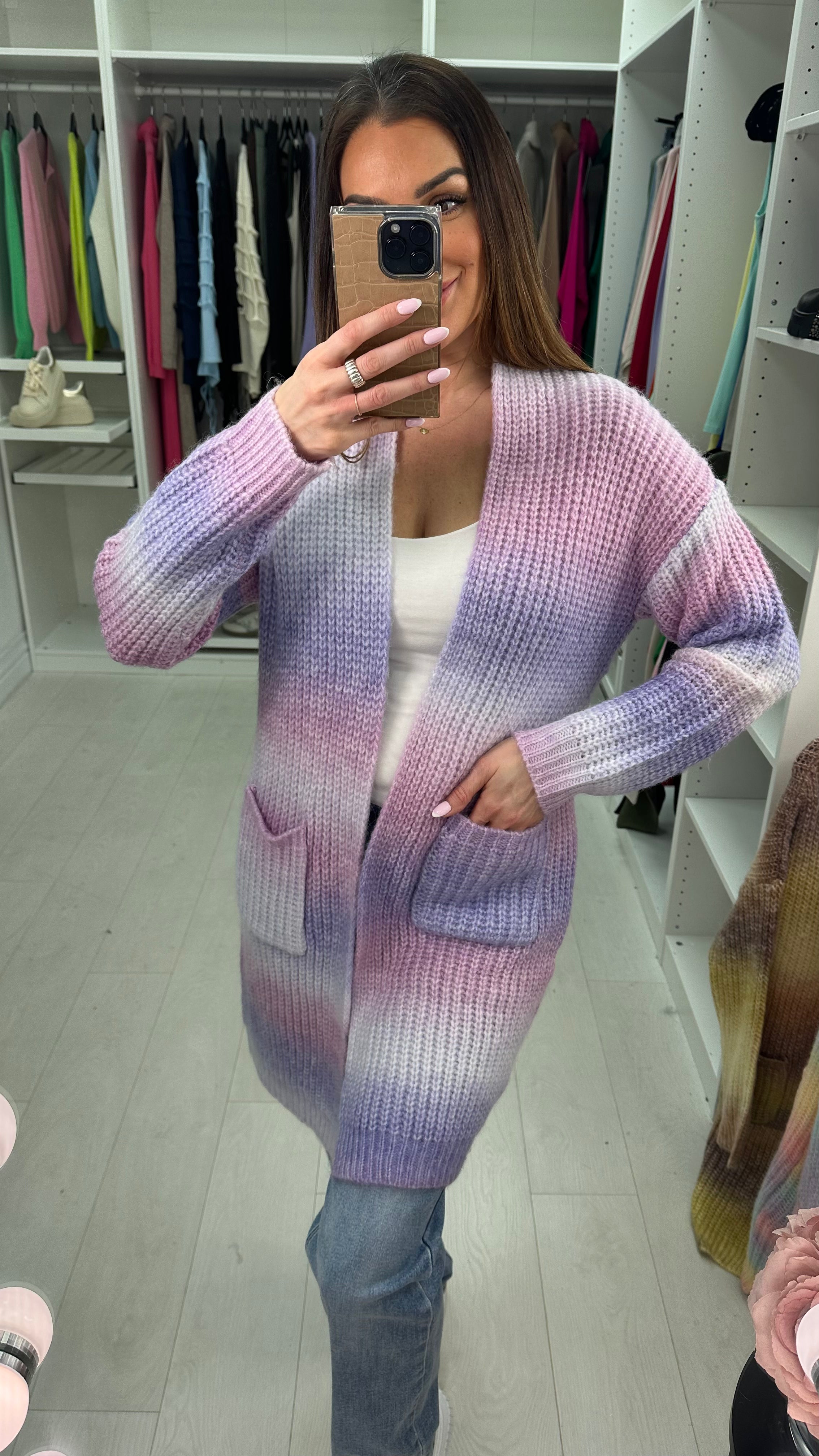 Cora Longline Knitted Ombre Cardigan