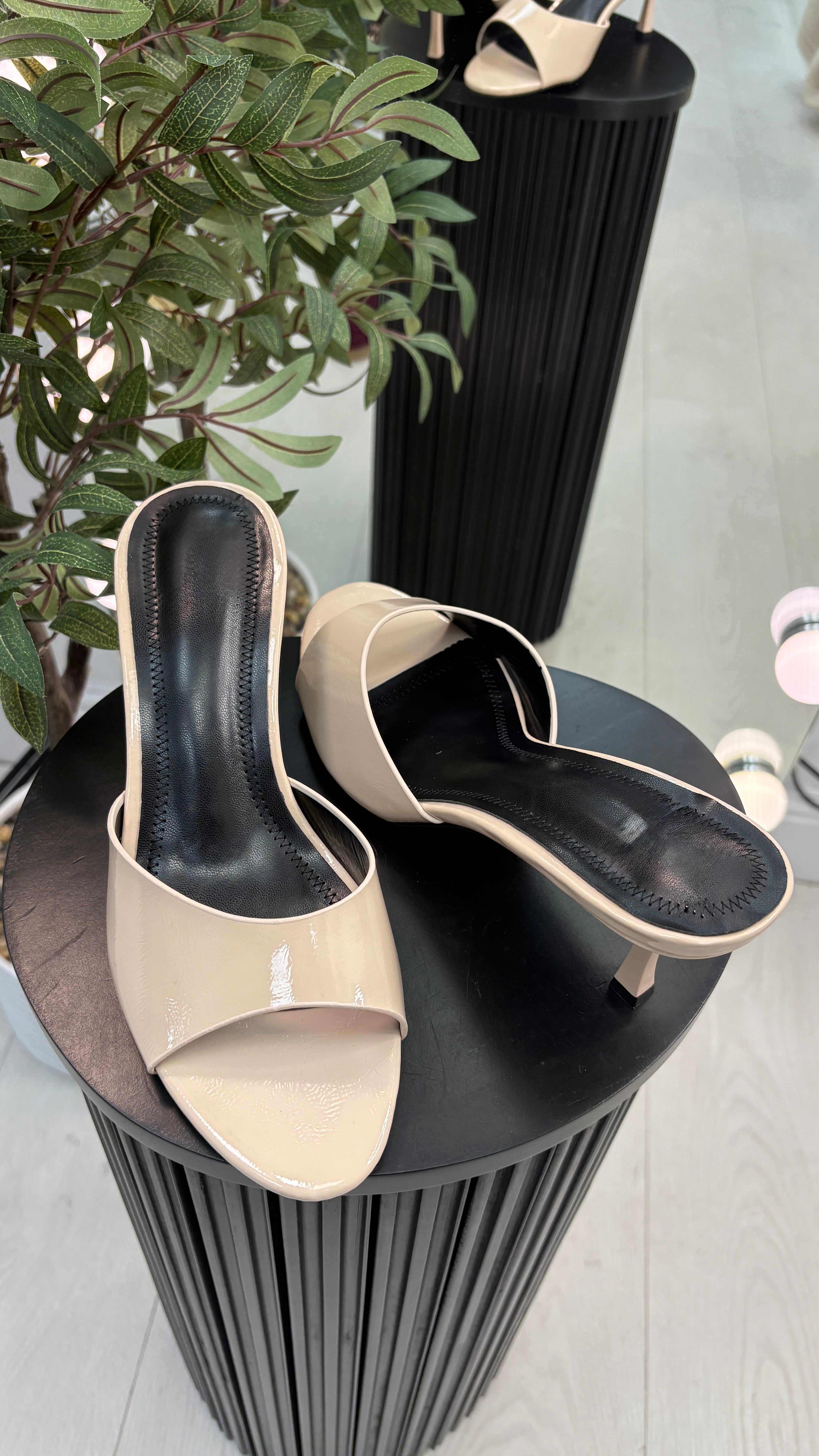 Kailey PU Open Toe Kitten Heel Mules