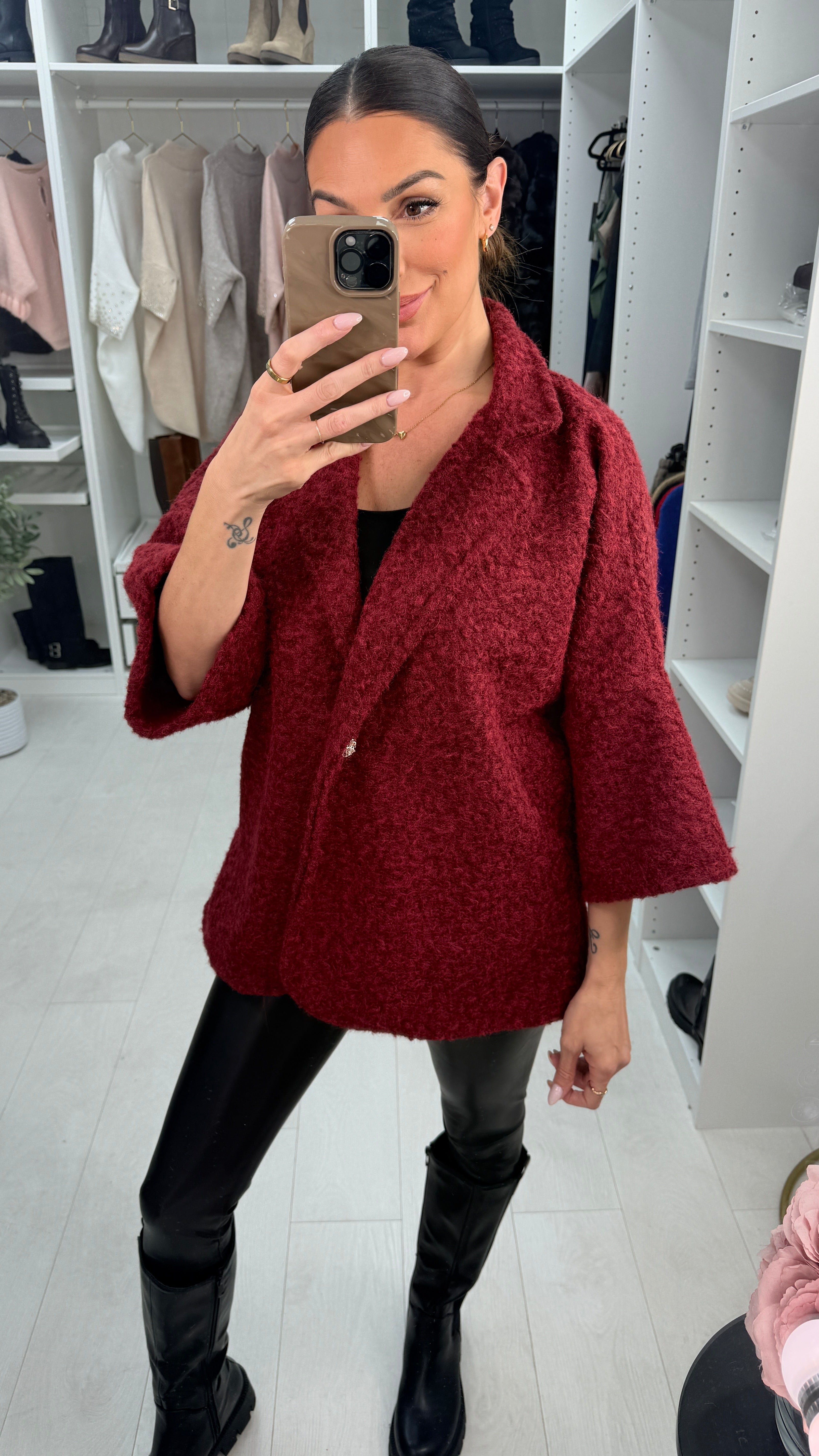 Ophelia Soft 3/4 Sleeve Button Front Jacket