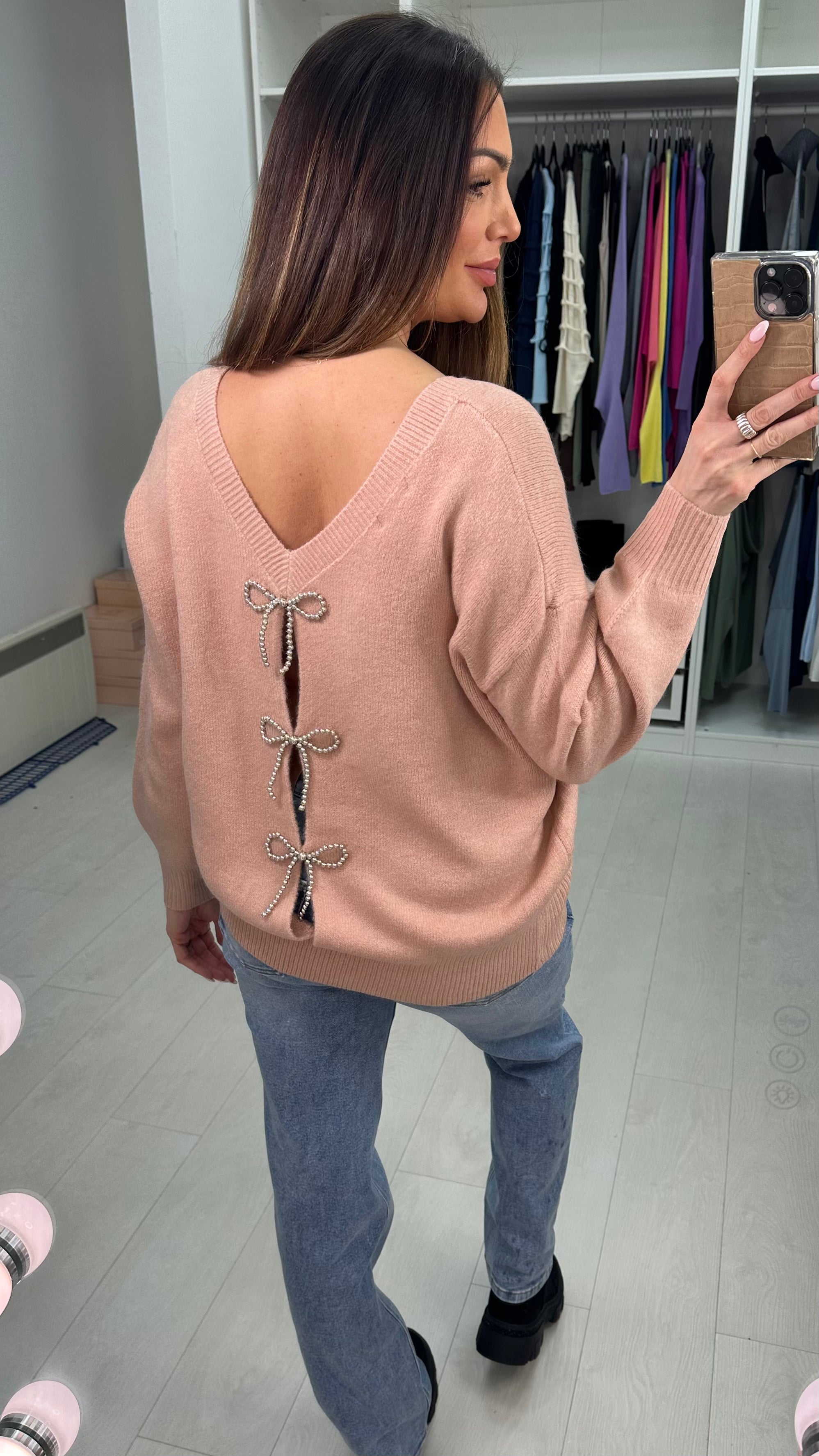 Abiyah Embellished Bow Back Knit Jumper