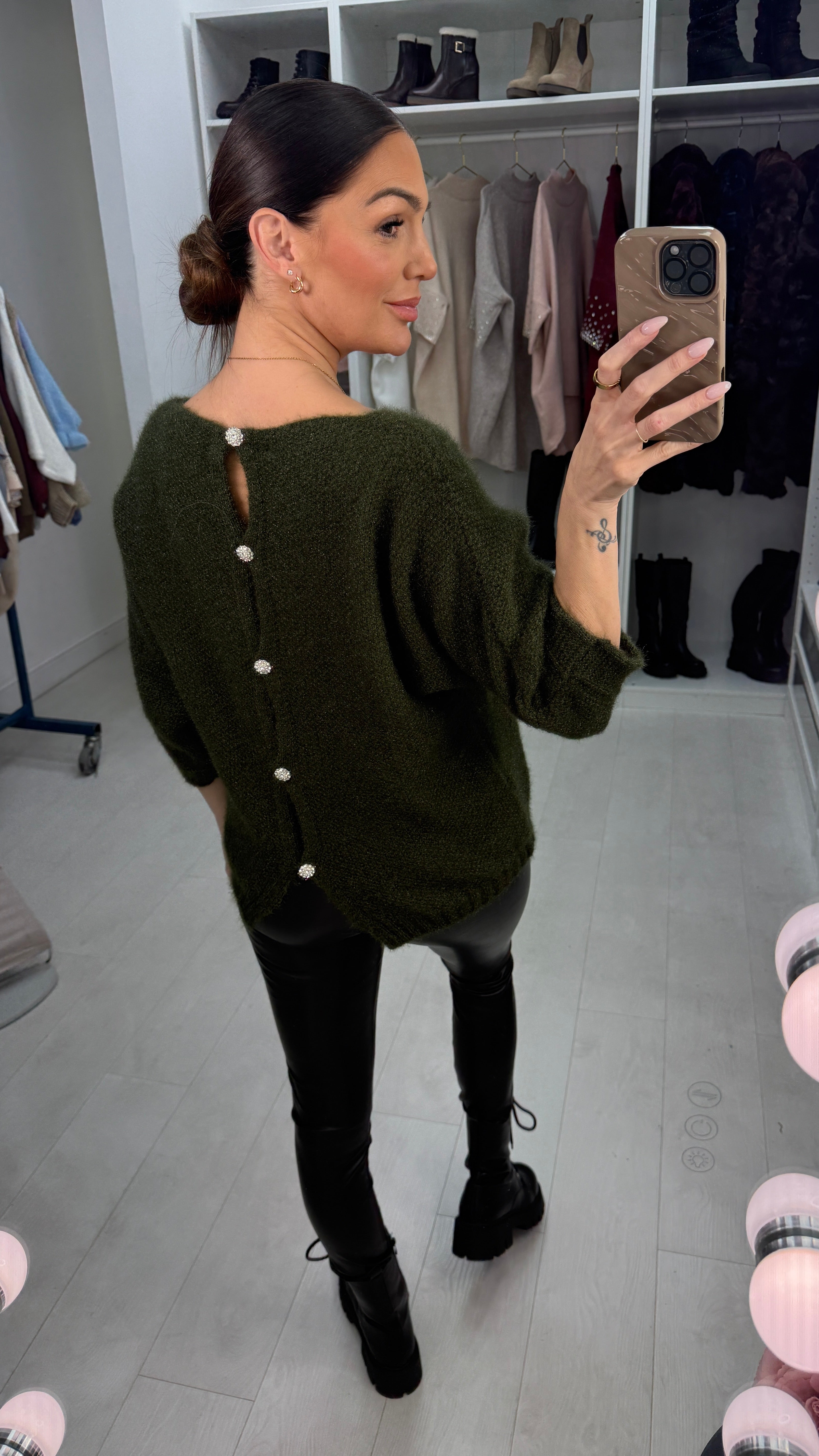 Eliora Super Soft Embellished Button Back Jumper