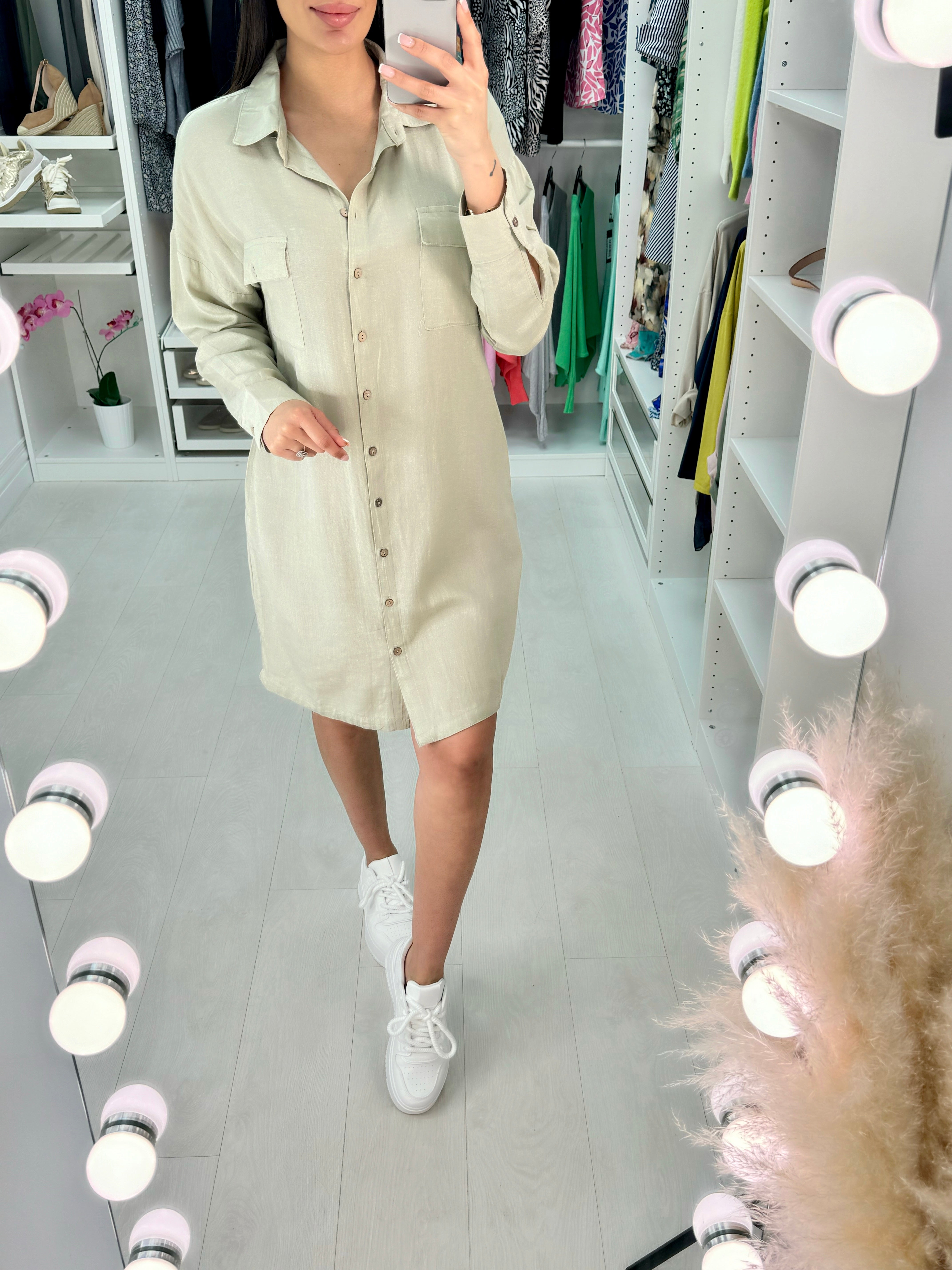 Sasha Utility Linen Look Shirt Dress