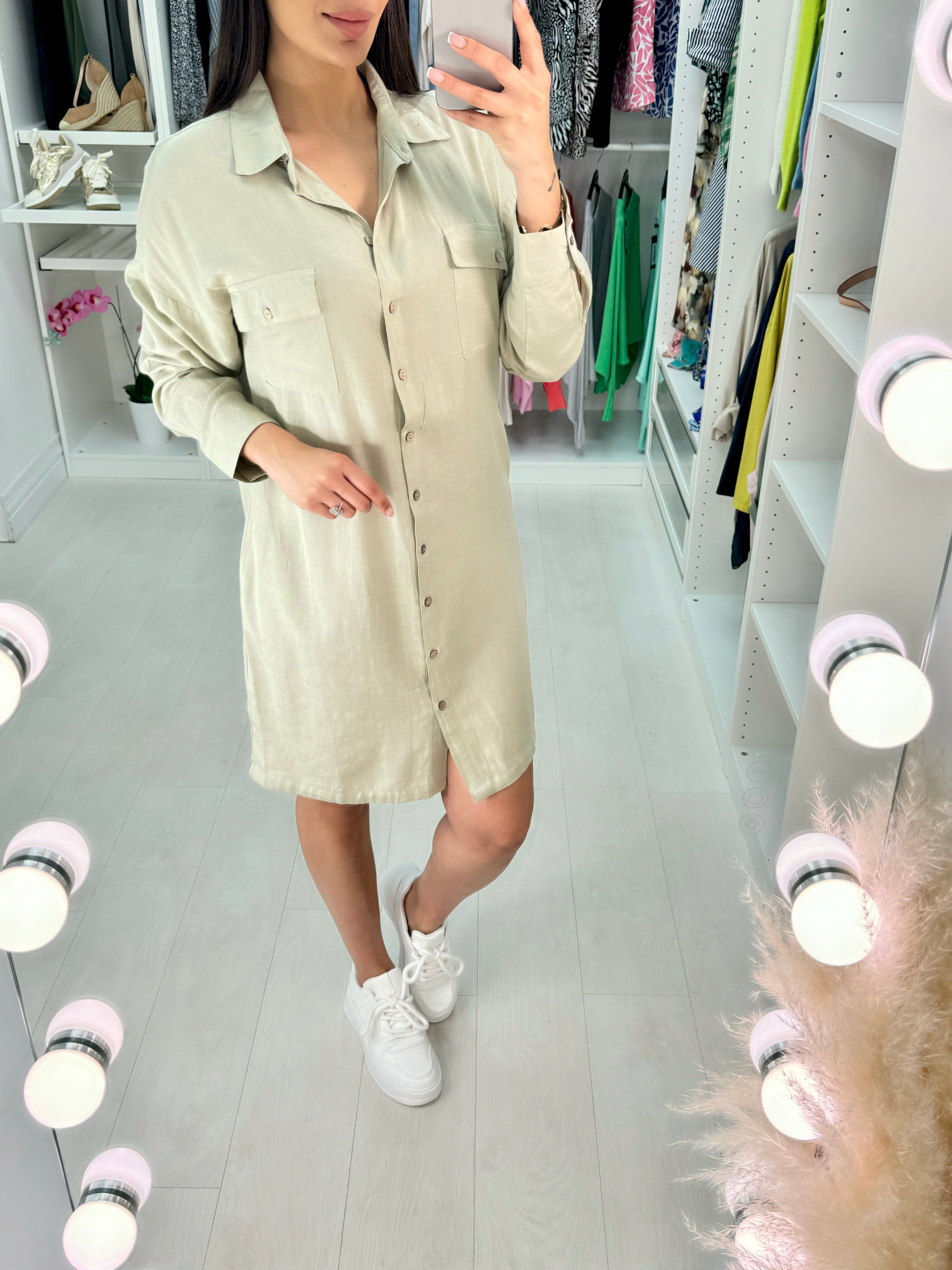 Sasha Utility Linen Look Shirt Dress