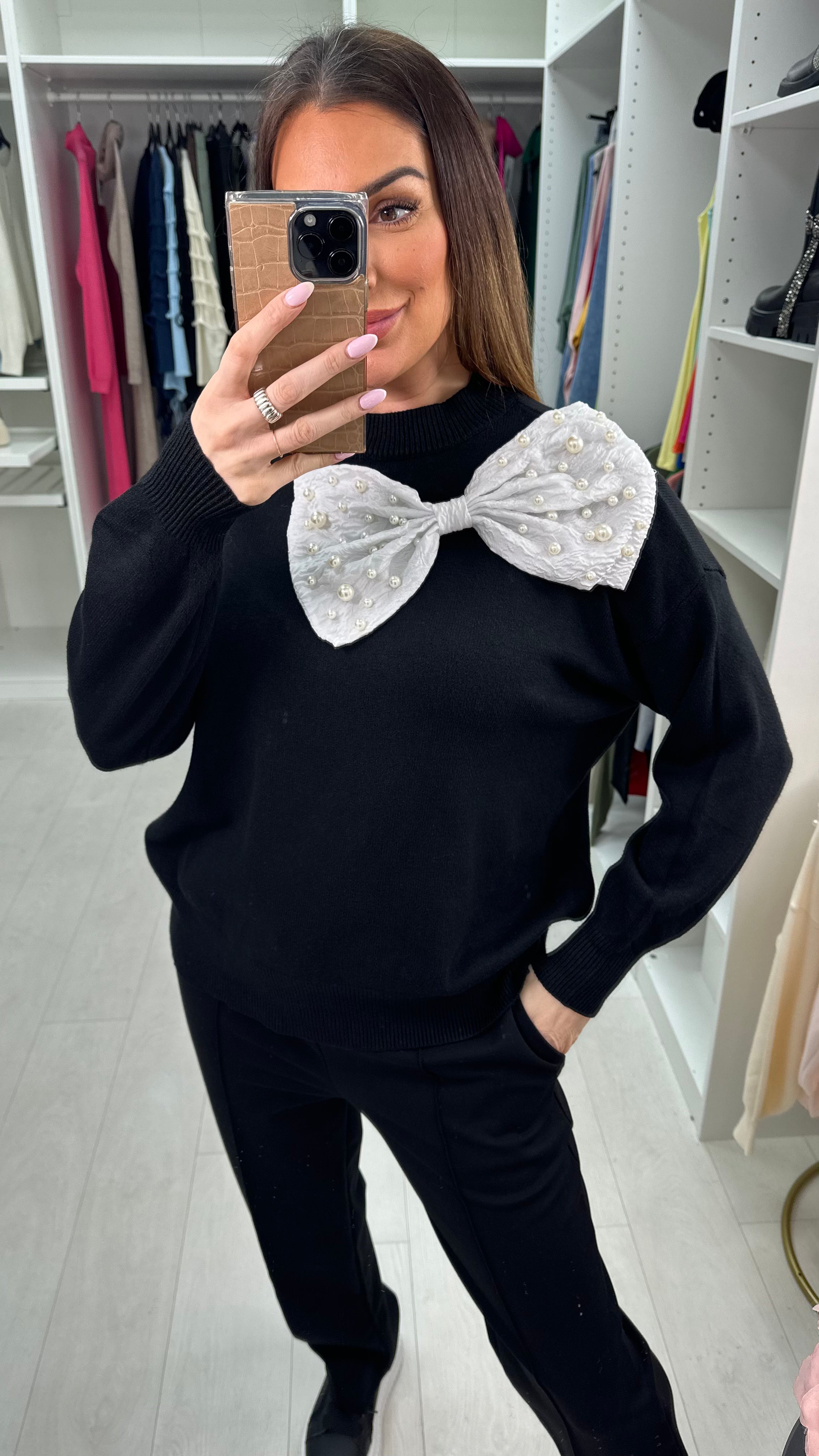 Capella Pearl Bow Detail Super Soft Jumper