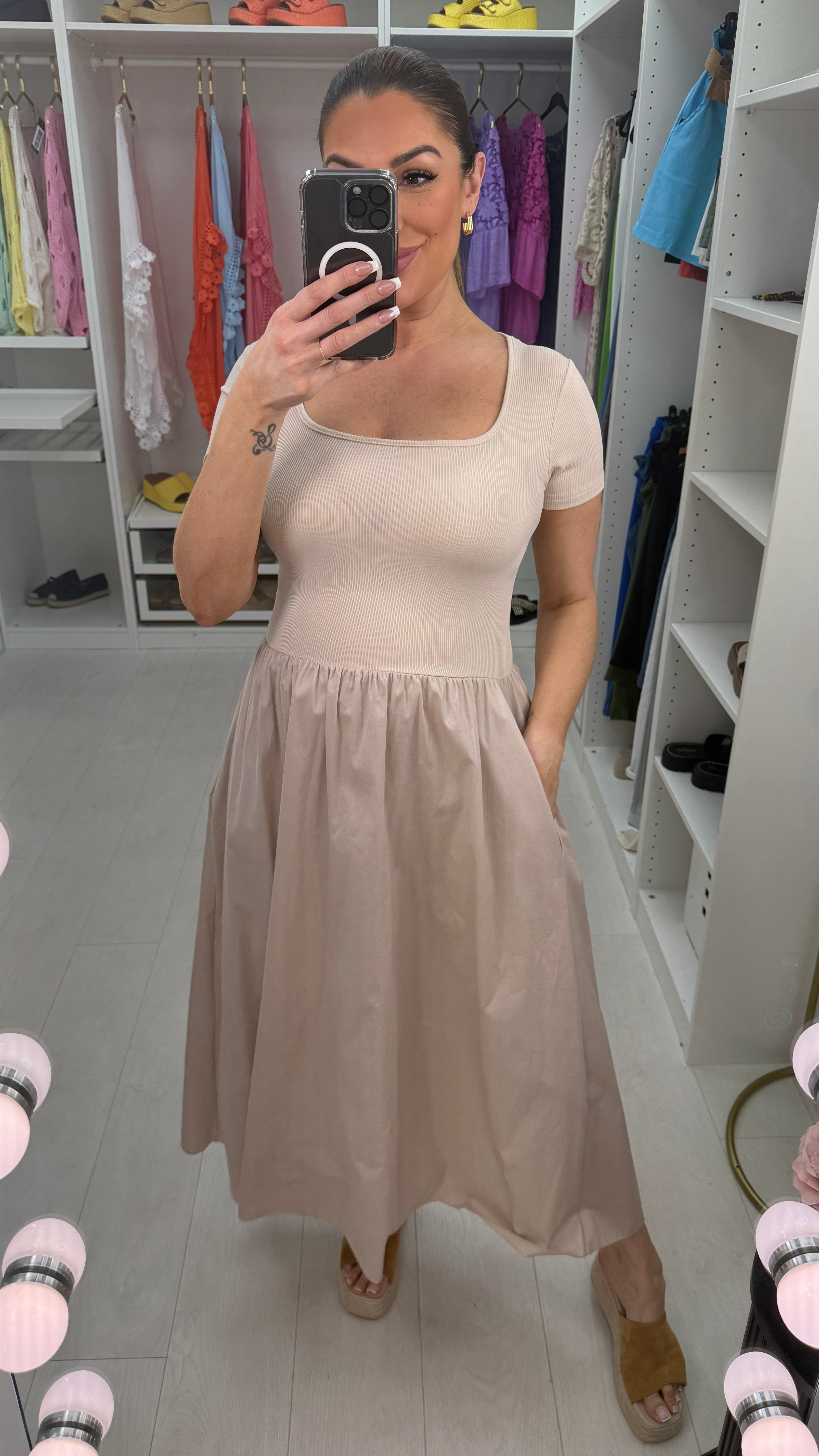 Ivey Plain Poplin Maxi Dress