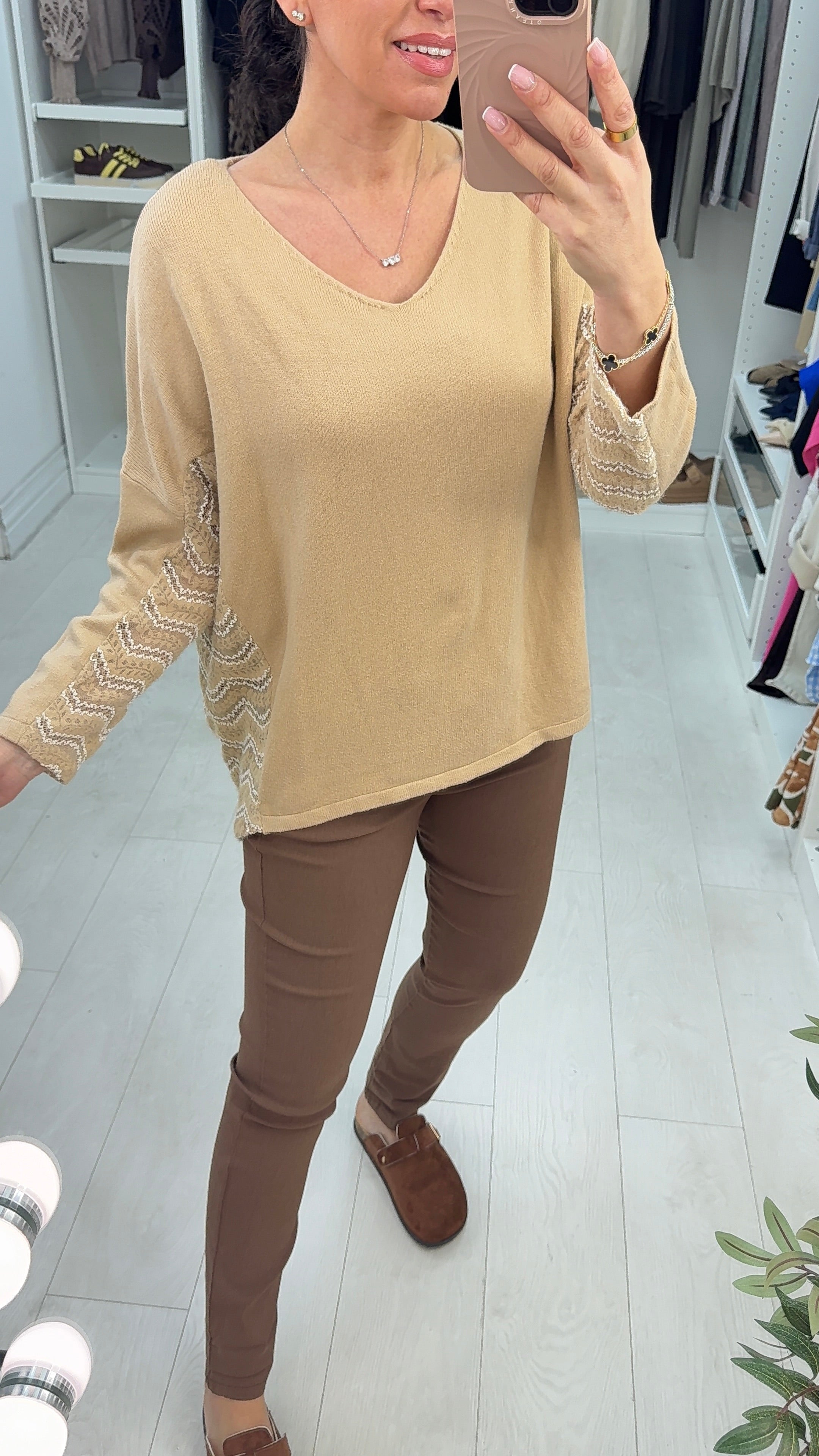 Esmina Plain Lace Panel V N Jumper