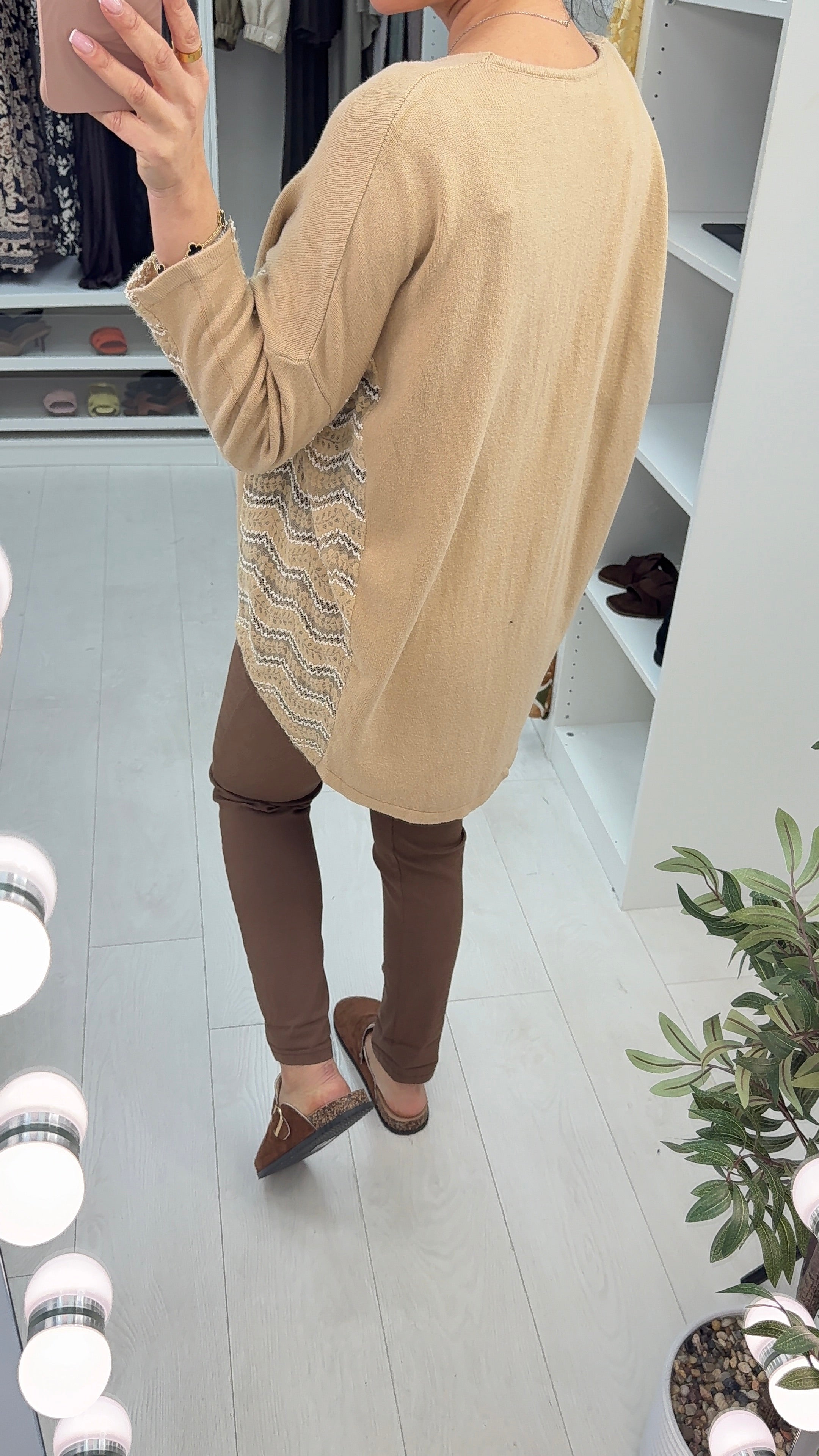 Esmina Plain Lace Panel V N Jumper