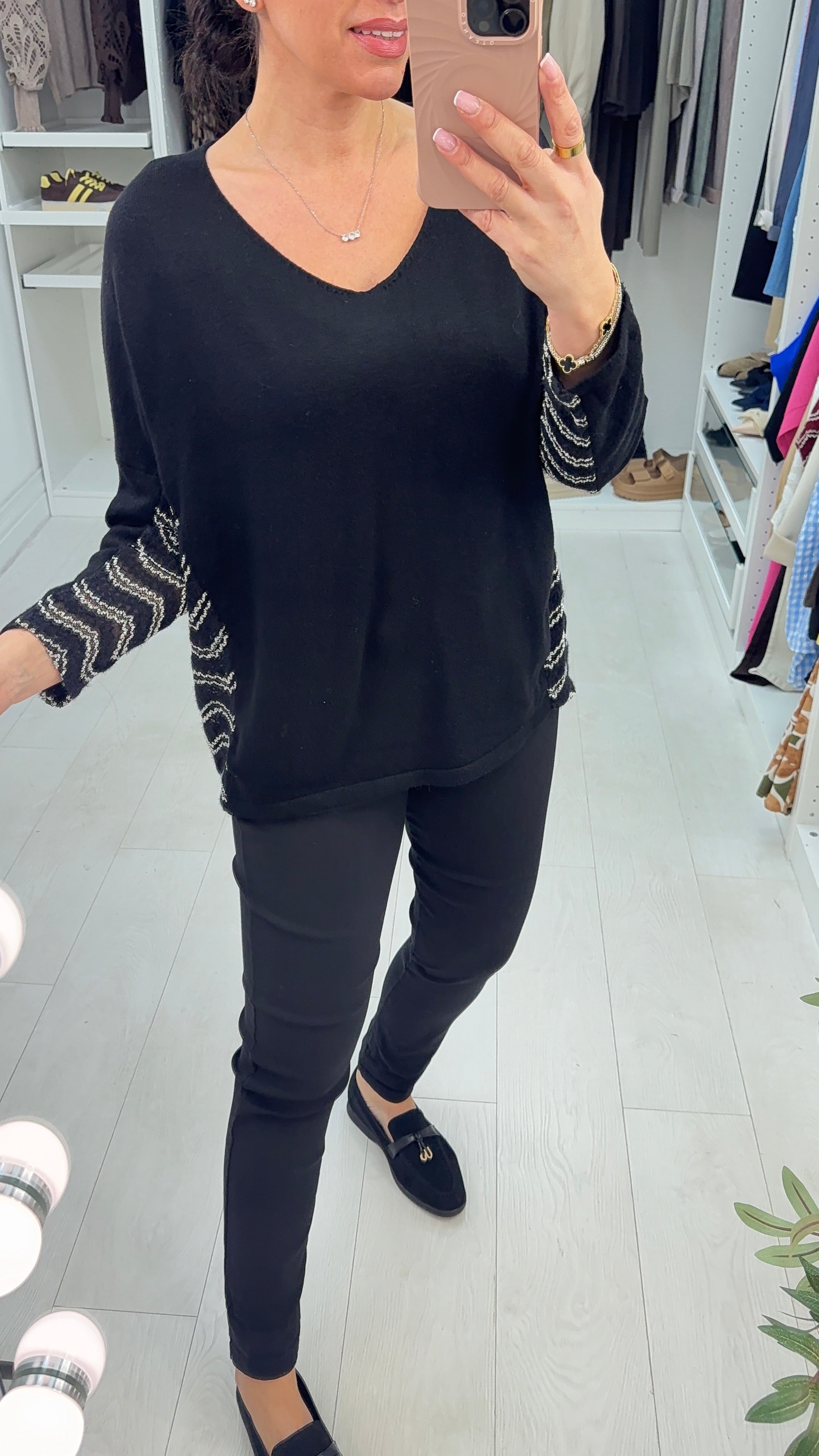 Esmina Plain Lace Panel V N Jumper