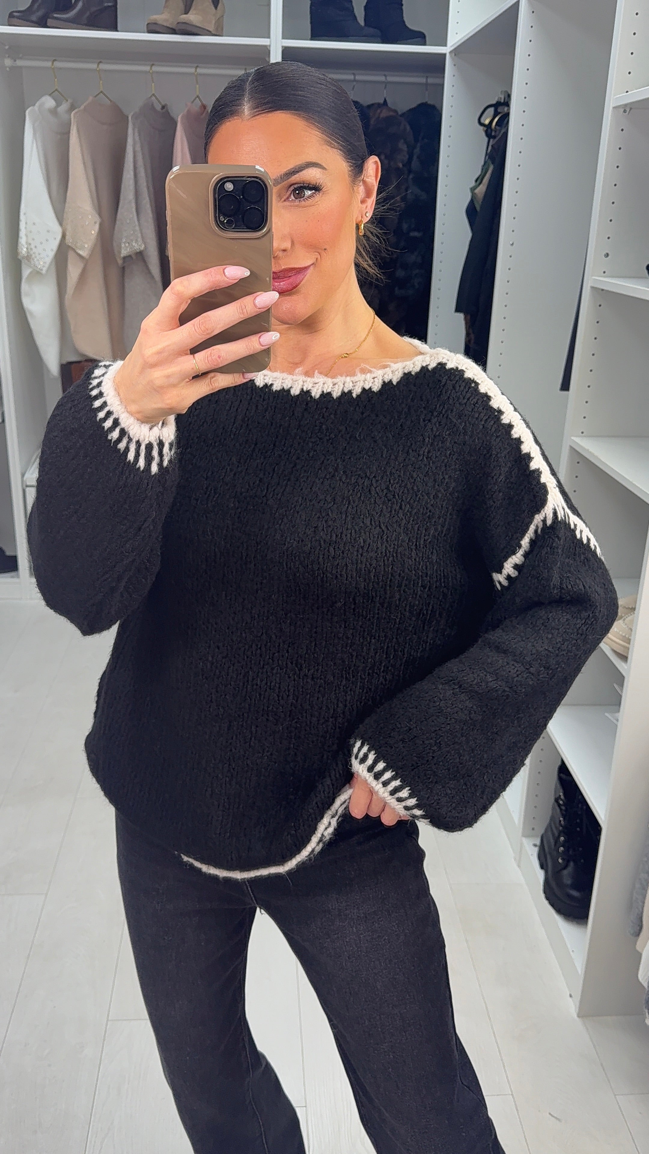 Kandra Stitched Hem Detailed Super Soft Jumper