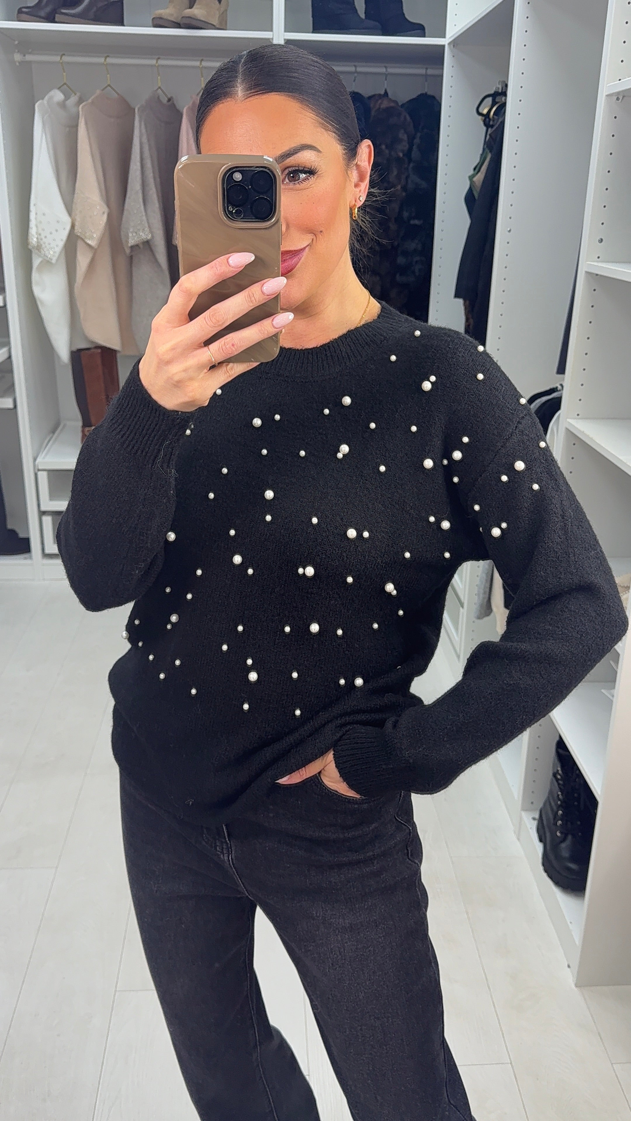 Inez Pearl Detailed Super Soft Jumper