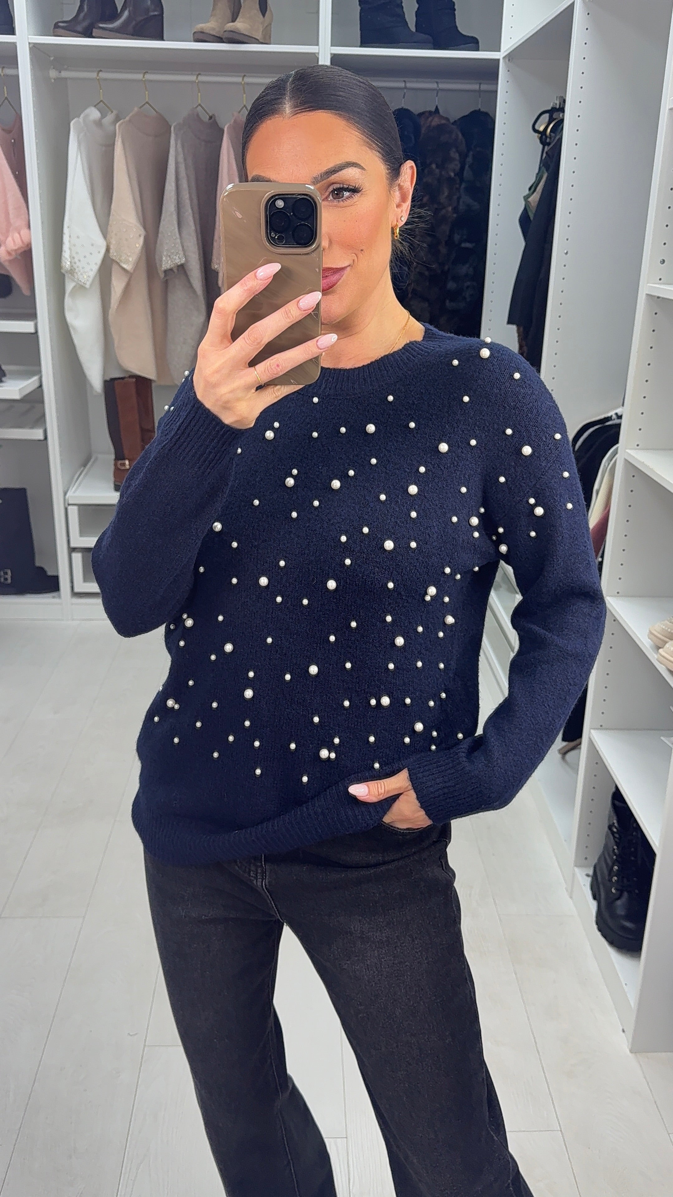 Inez Pearl Detailed Super Soft Jumper