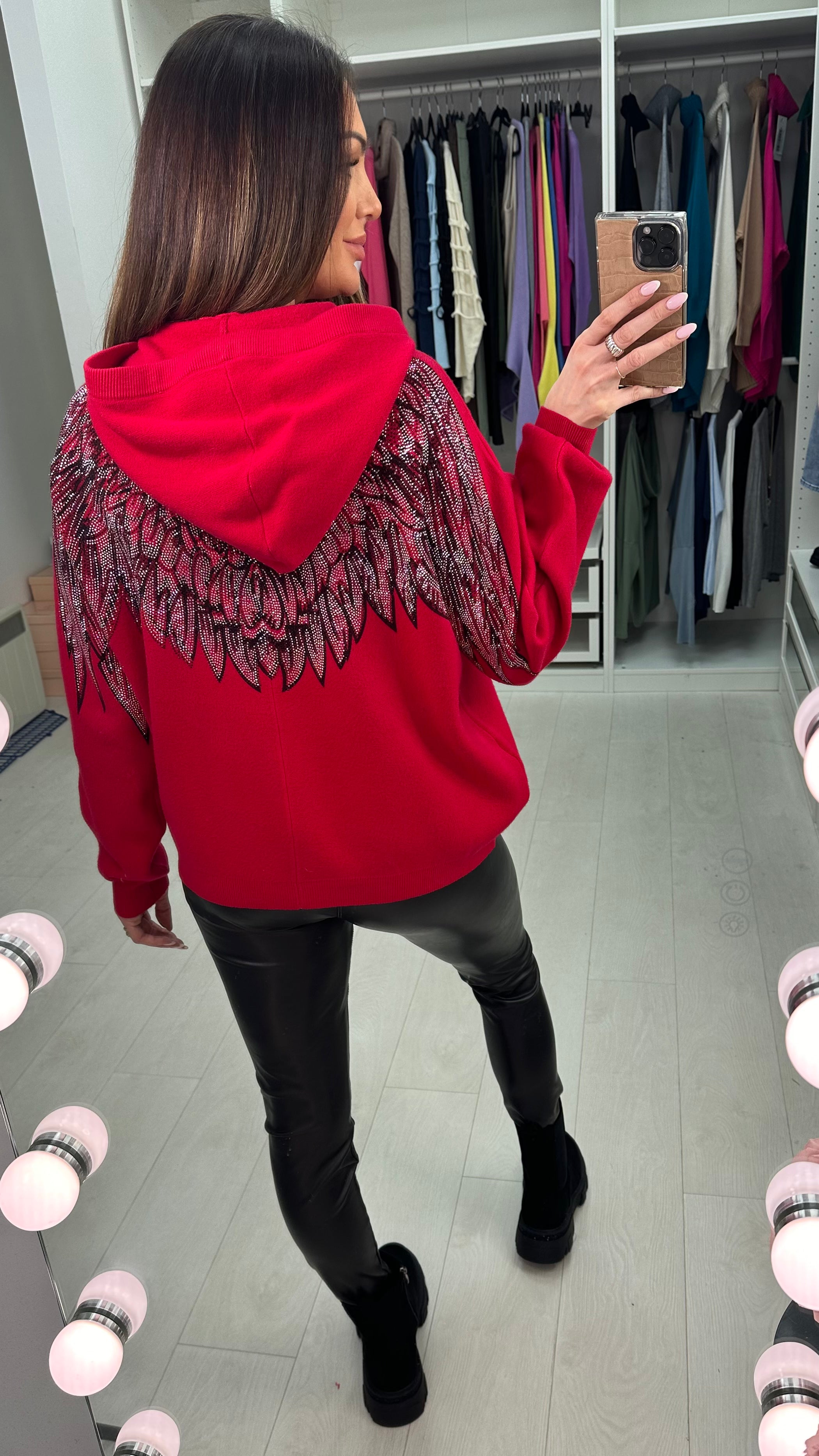 Sheri Embellished Angel Wing Back Hoodie