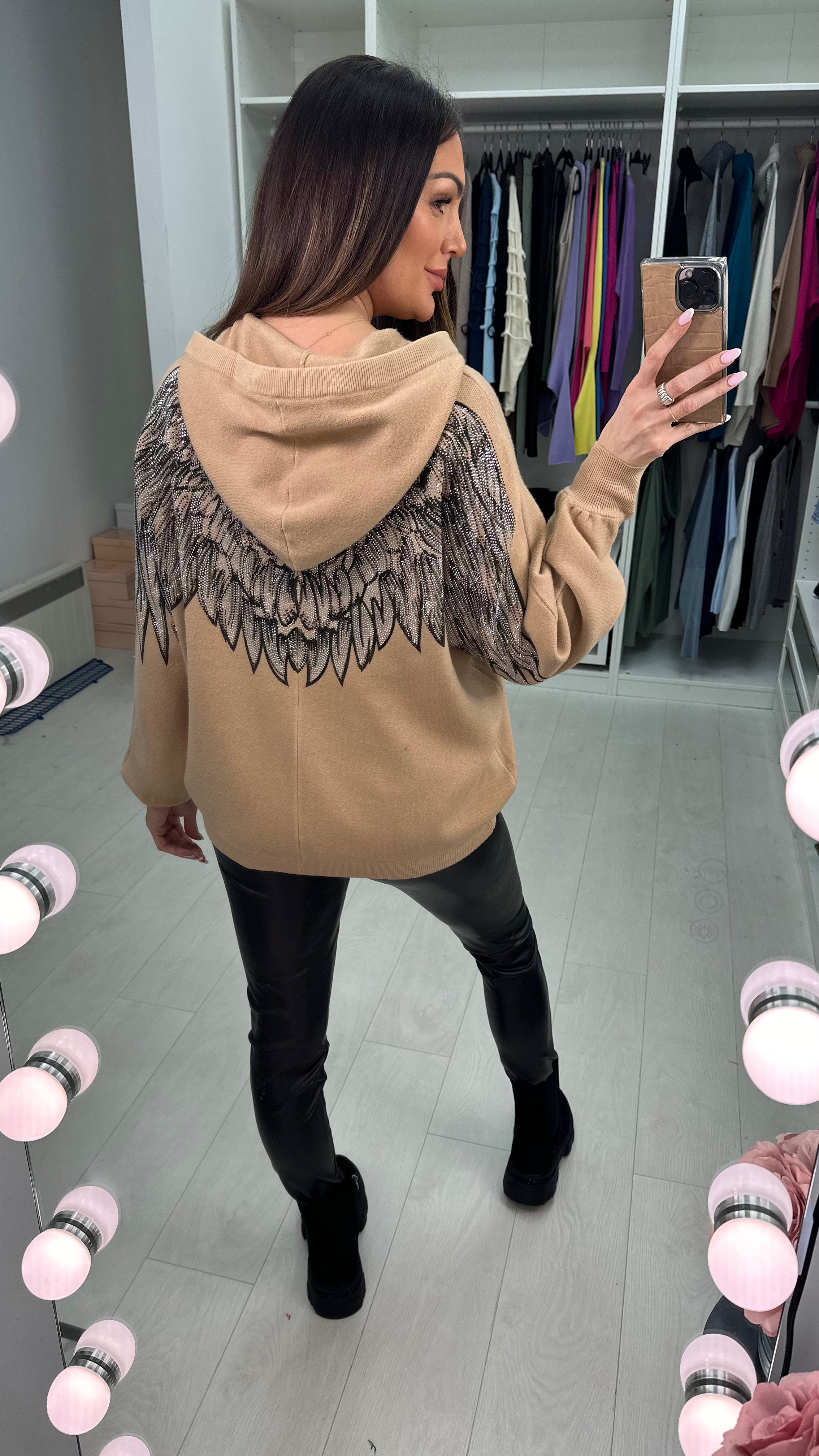 Sheri Embellished Angel Wing Back Hoodie