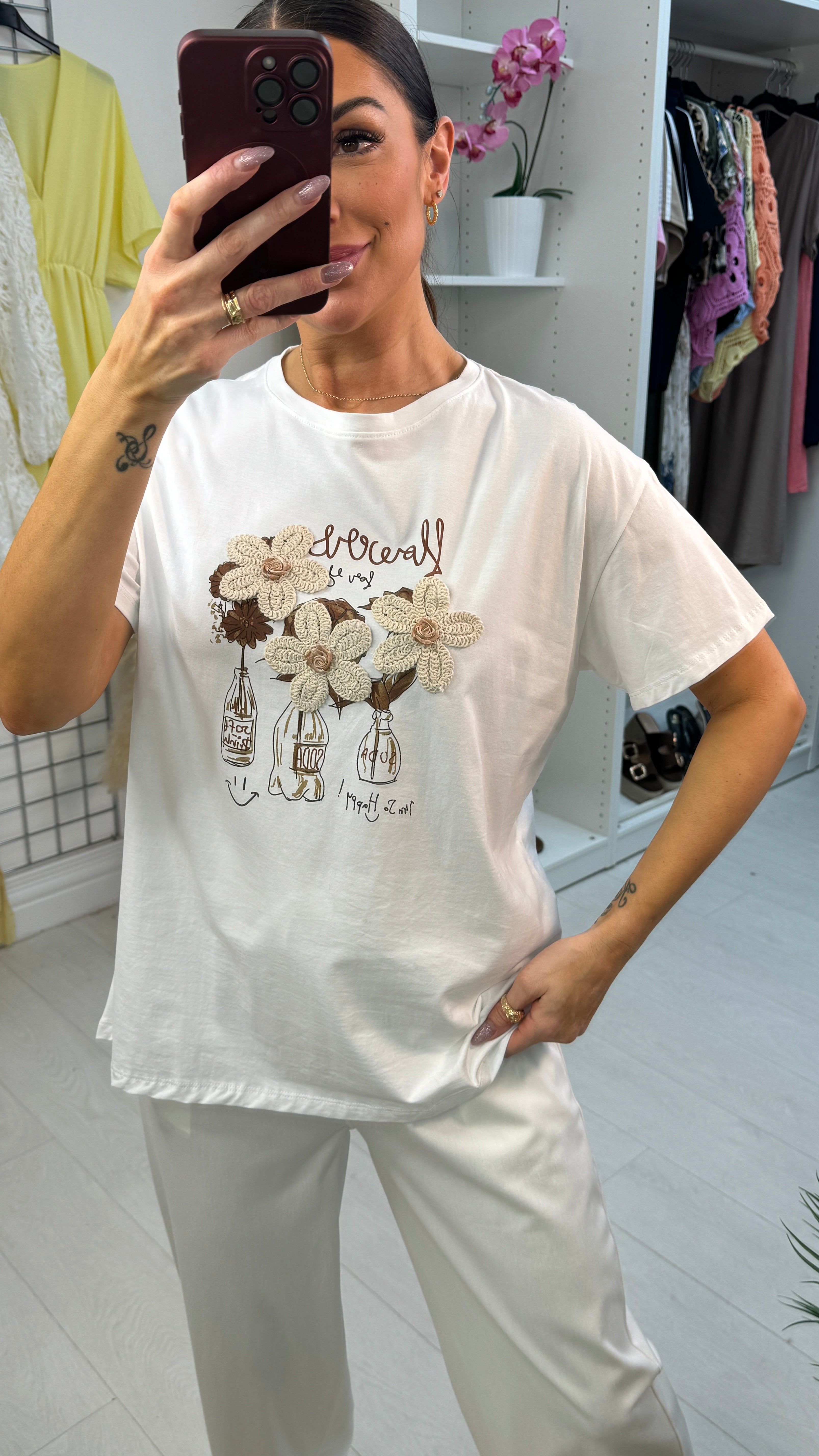 Corinne 'Flowers For You' Slogan T-Shirt