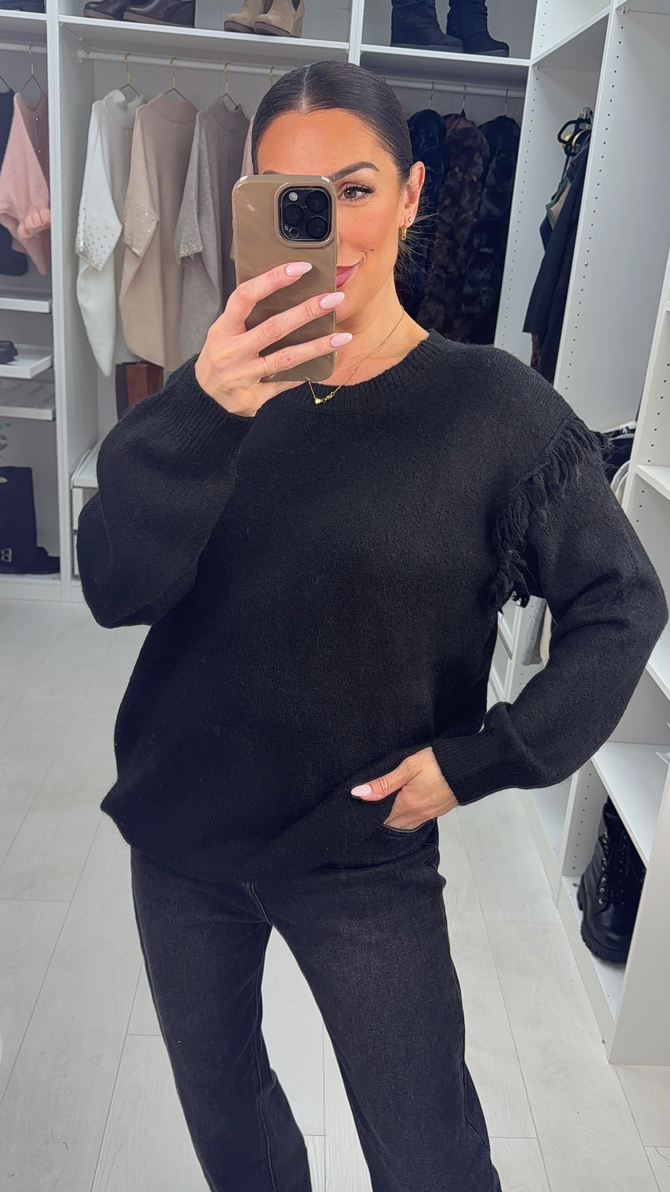 Elicia Plain Distressed Detail Super Soft Jumper