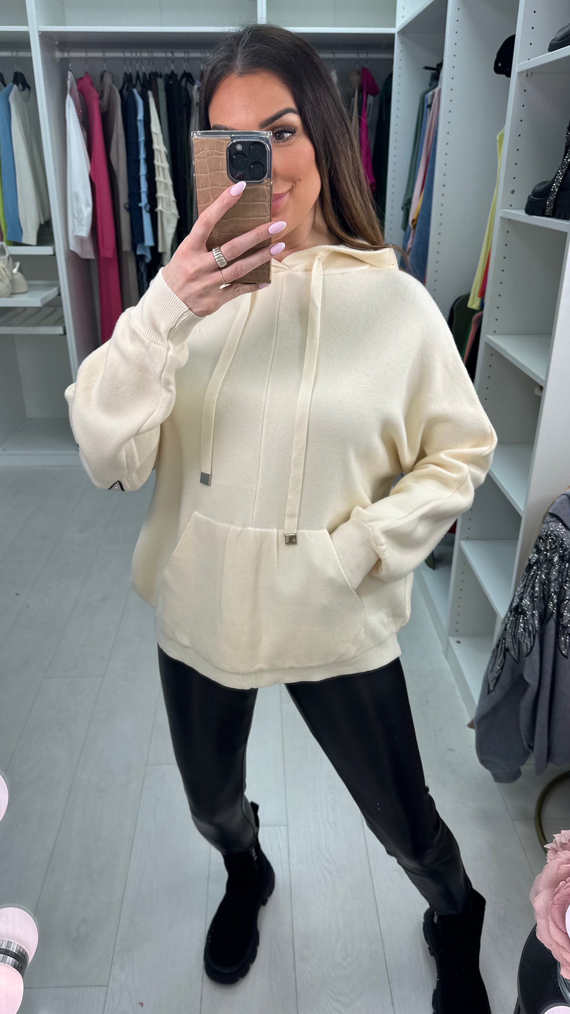 Sheri Embellished Angel Wing Back Hoodie