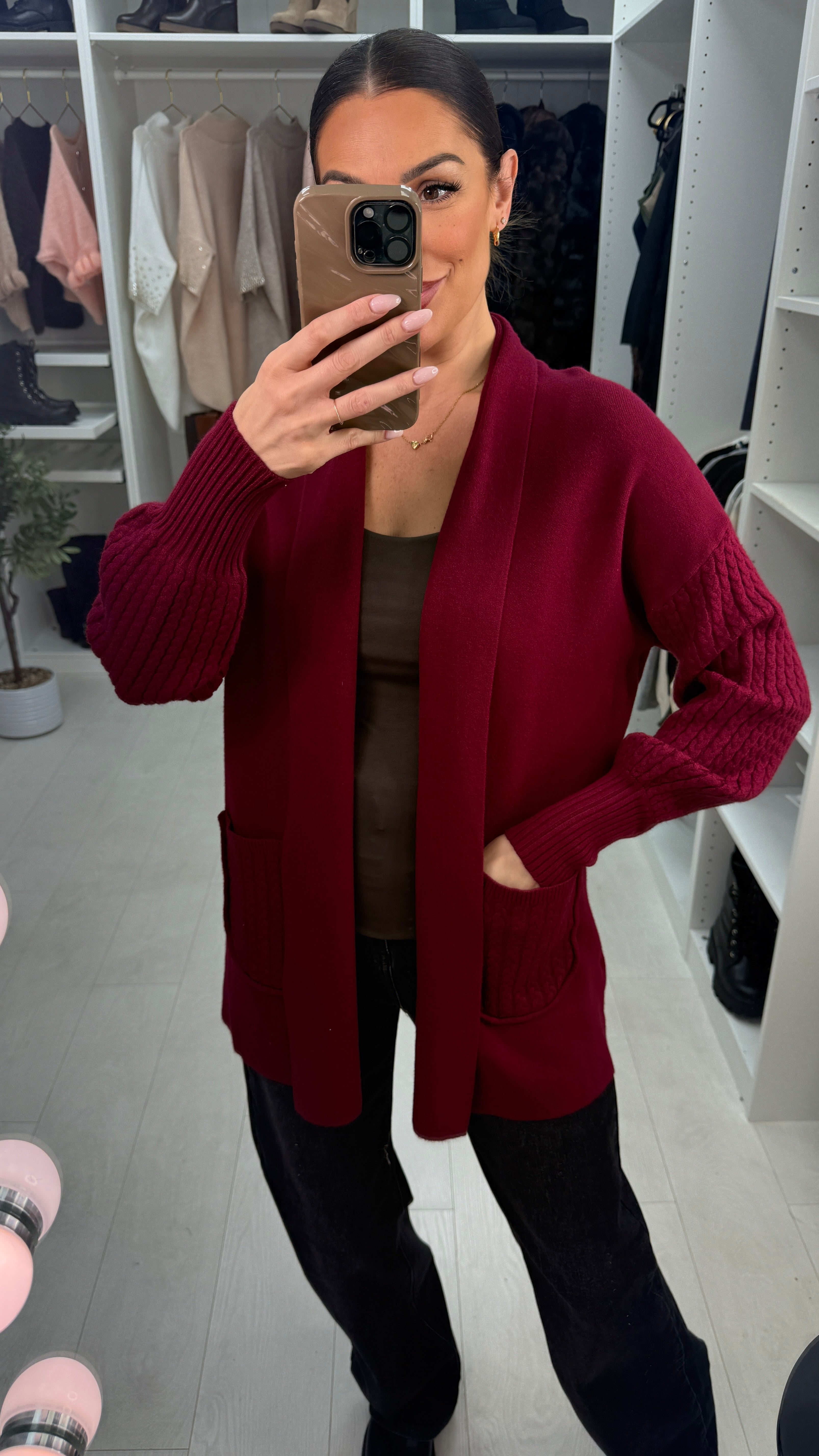 Dominica Cable Detail Knitted Longline Cardigan