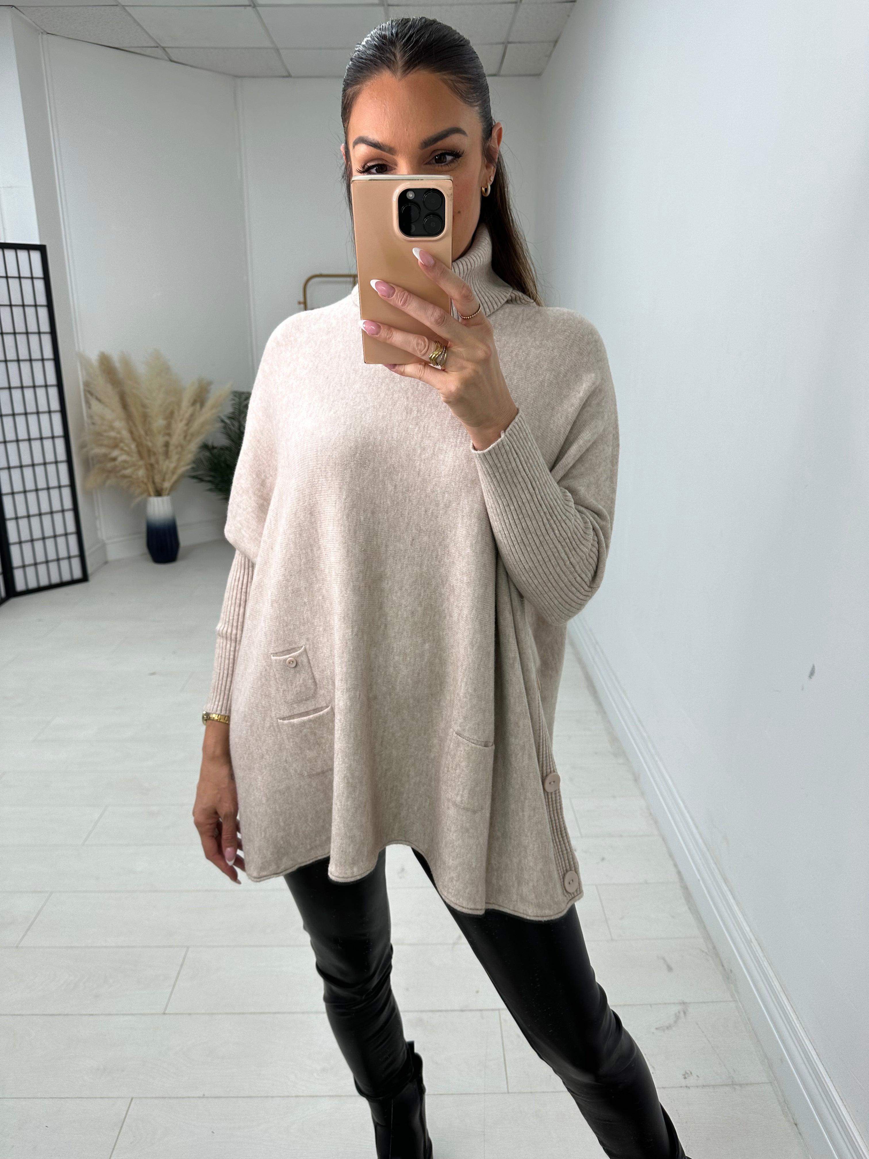 Angelina Oversized Roll Neck Knit Jumper