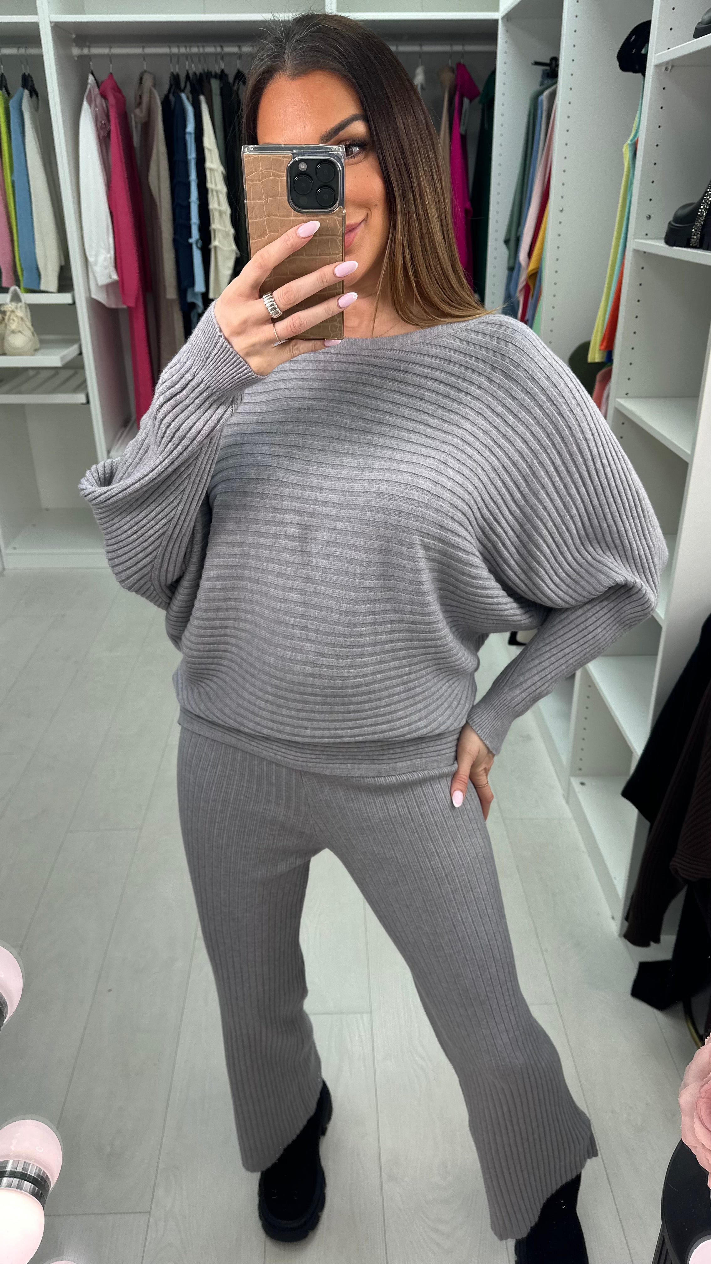 Keleigh Plain Ribbed Loungewear Set