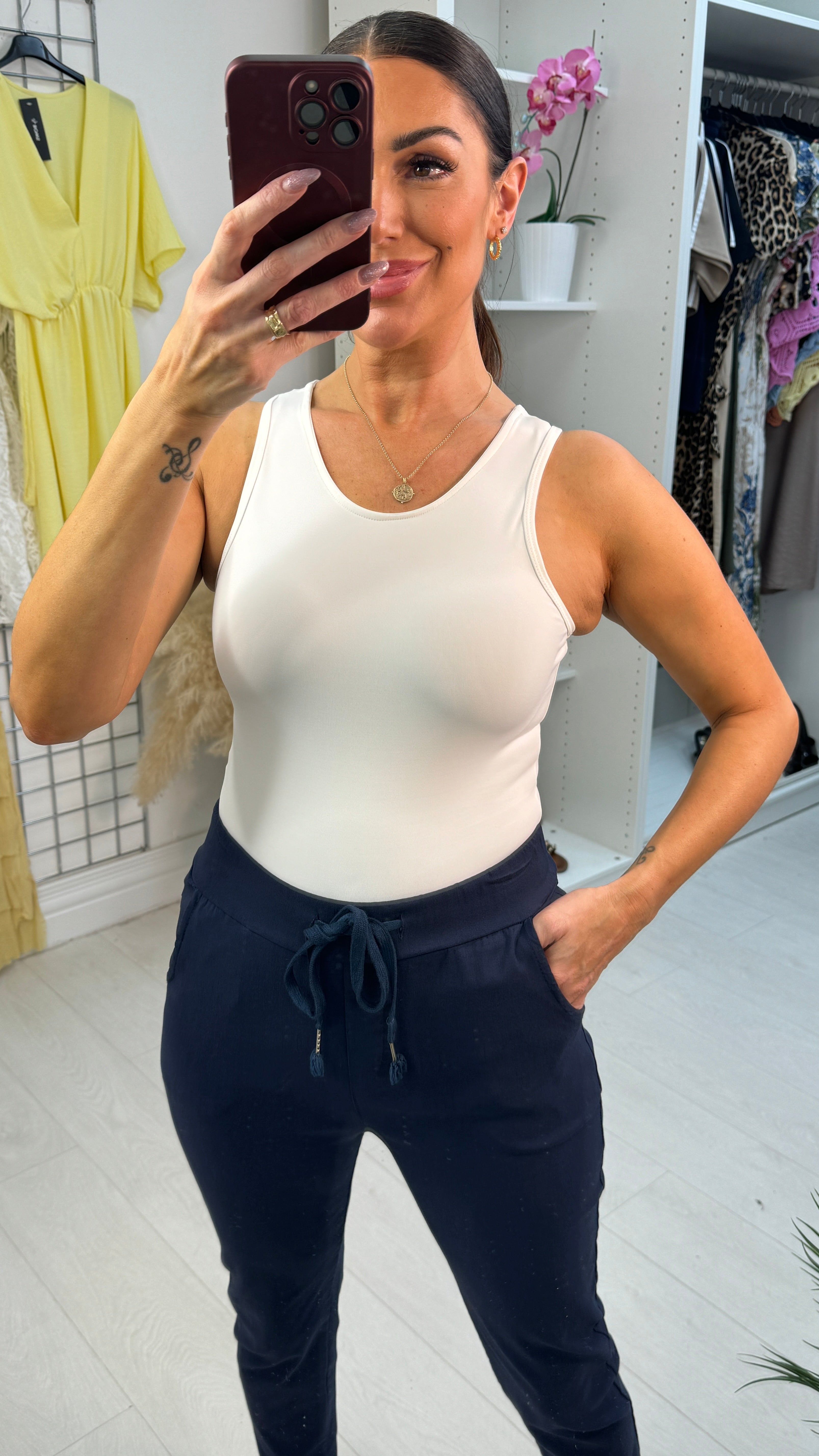 Elizabeth Plain Round Neck Scuba Bodysuit