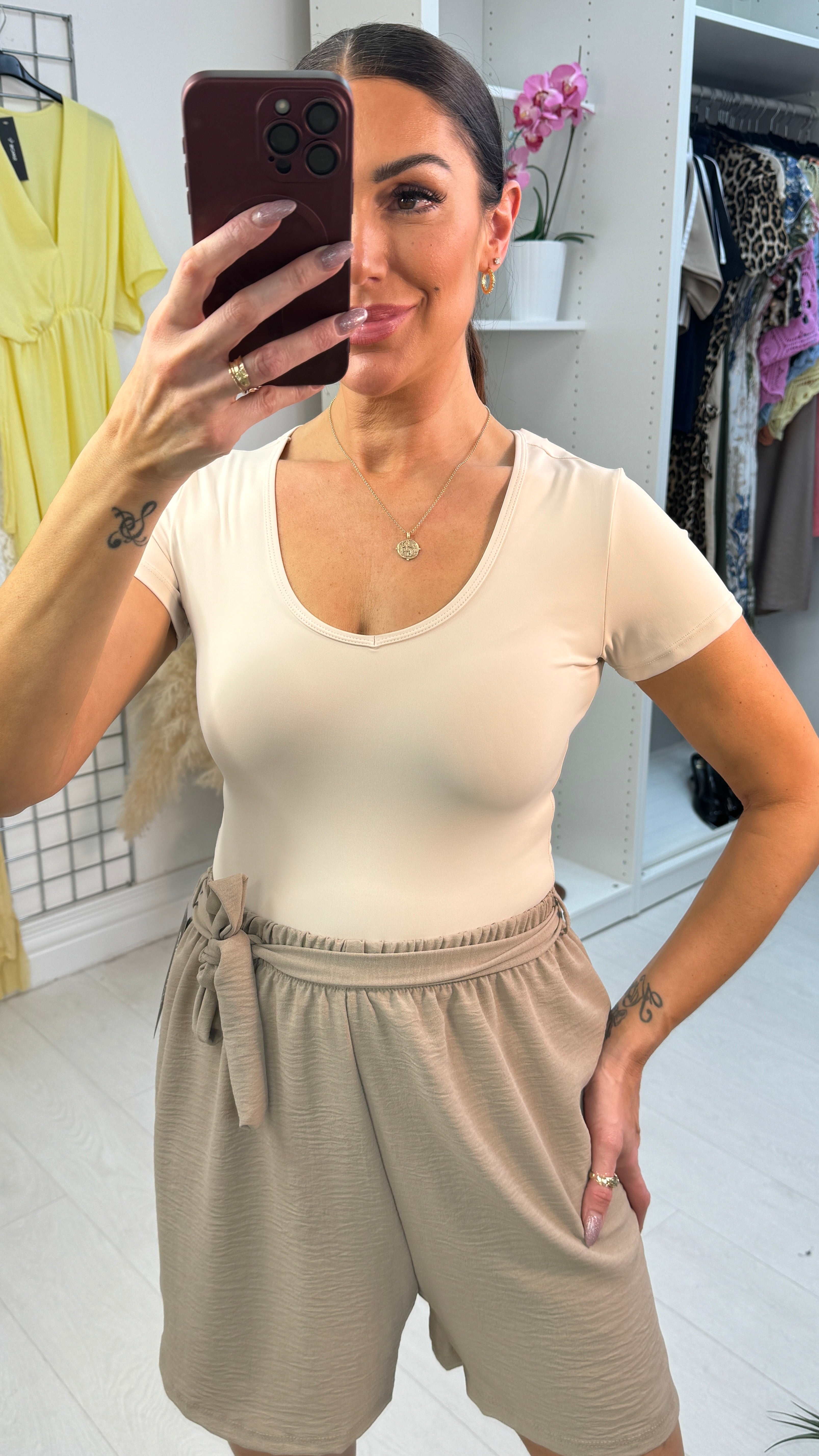 Roxie Plain Short Sleeve Scuba Bodysuit