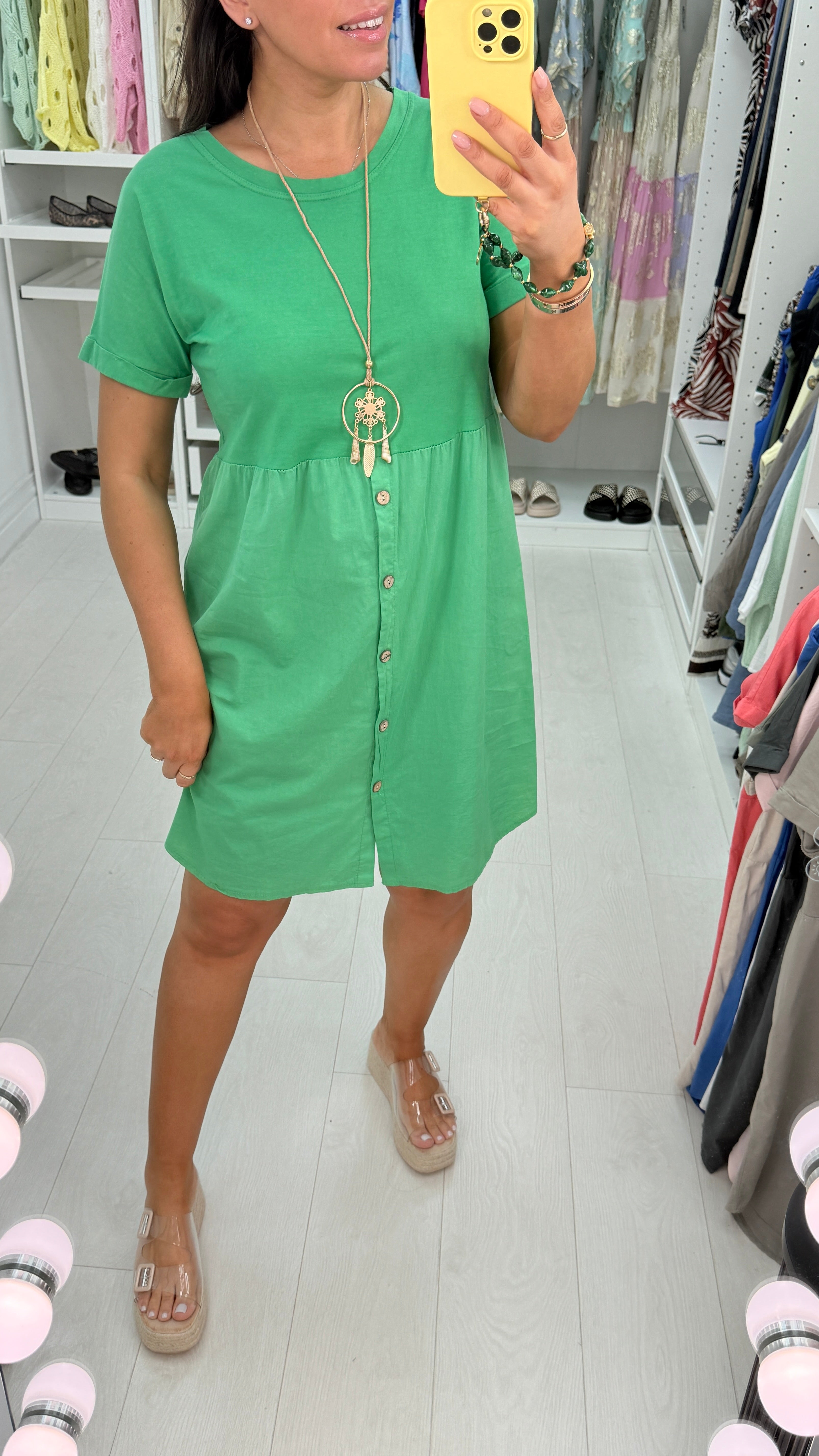 Palmina Button Detailed Necklace Dress