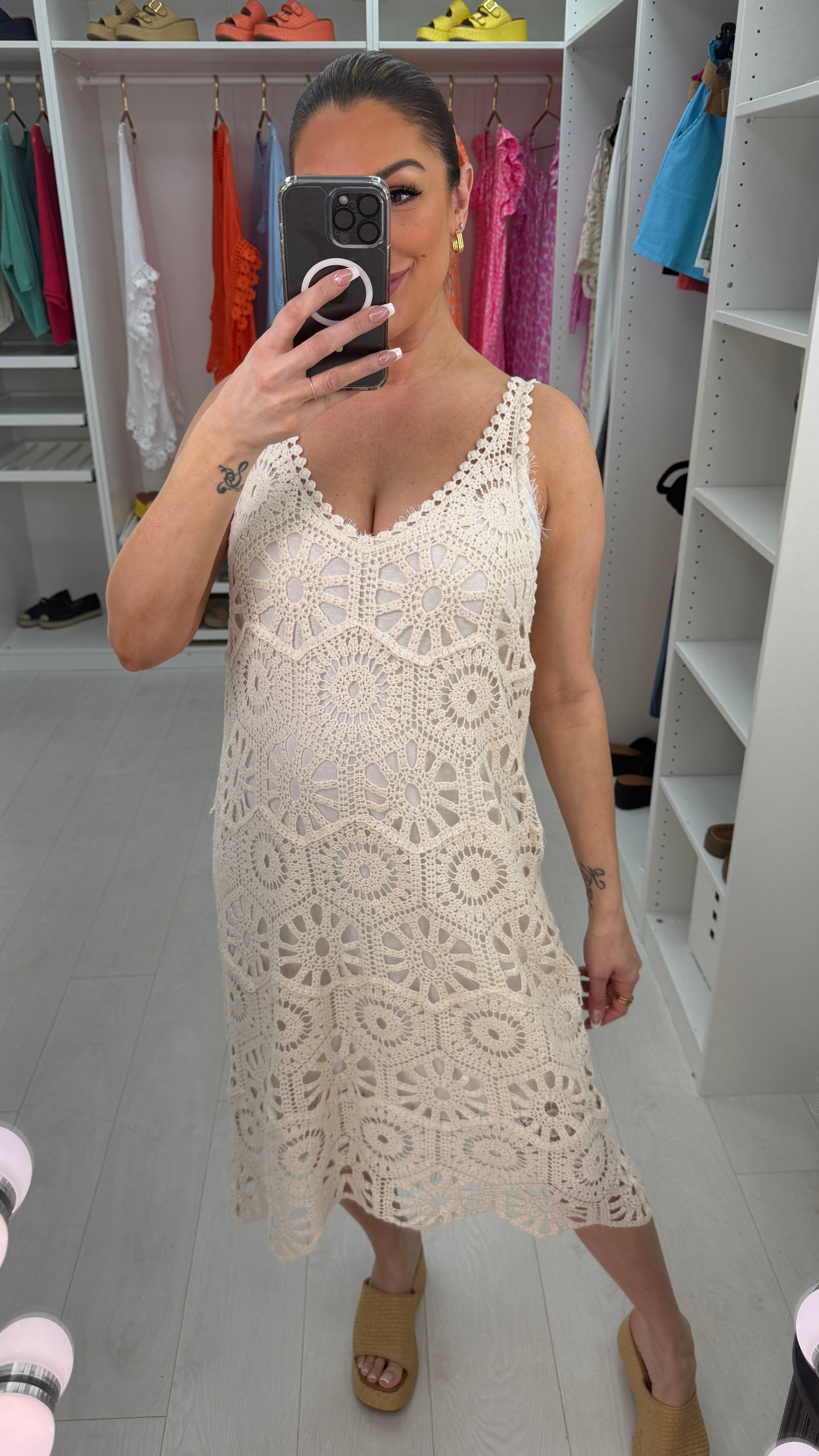 Aloe Plain Crochet Midi Dress