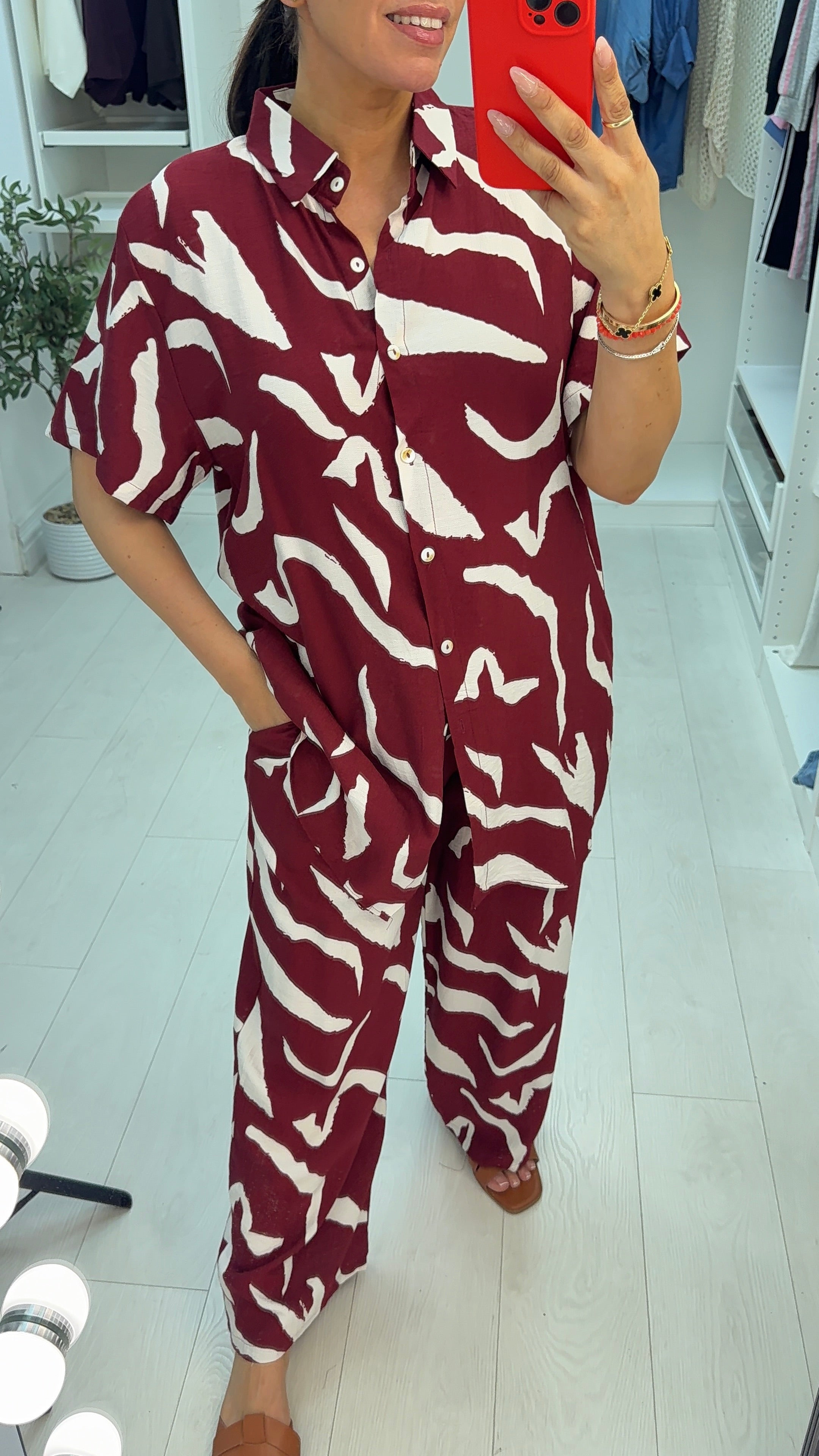 Leora Abstract Print Shirt Co-Ord Set