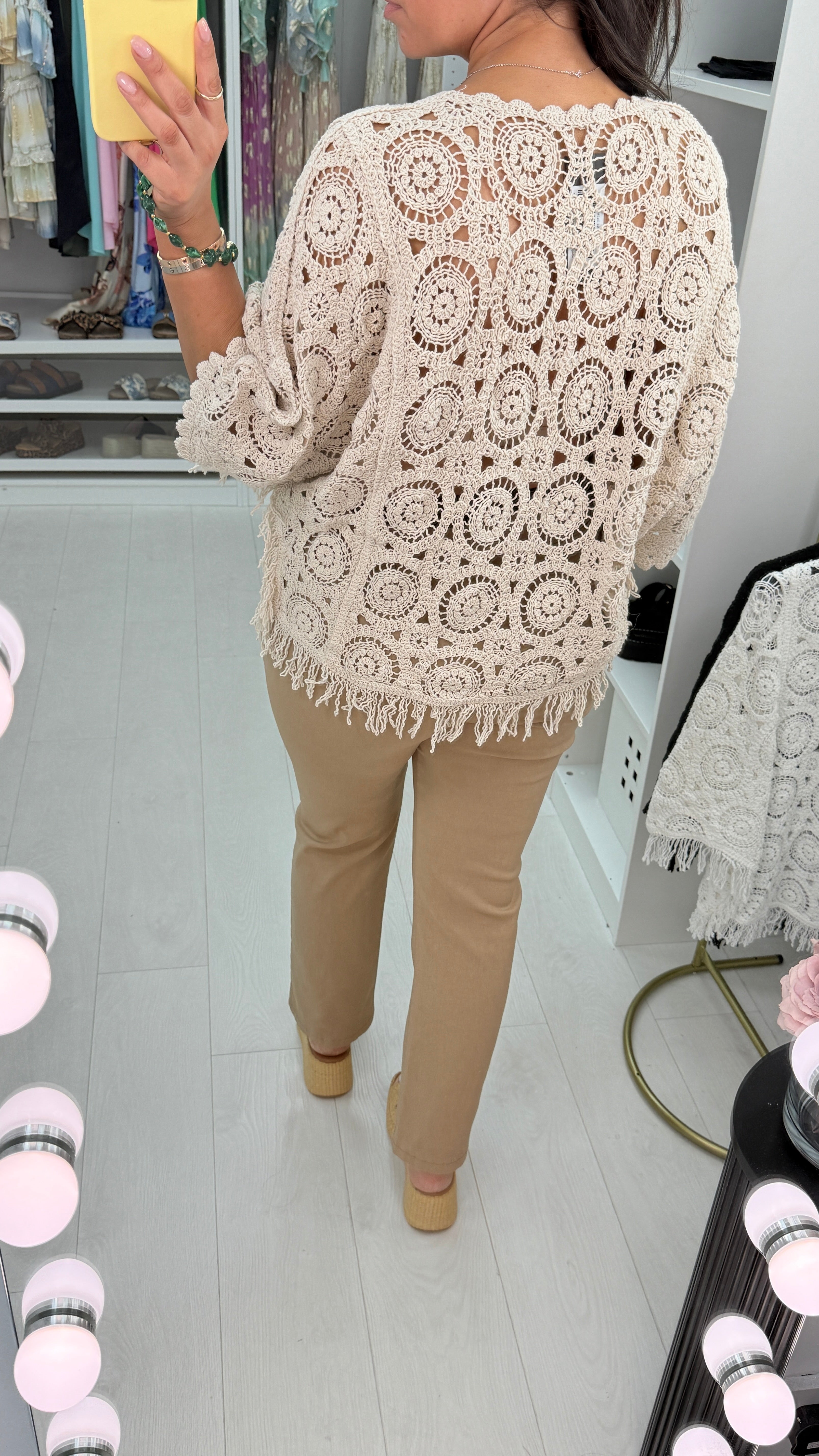 Kirstie Plain Tassel Hem Crochet Top