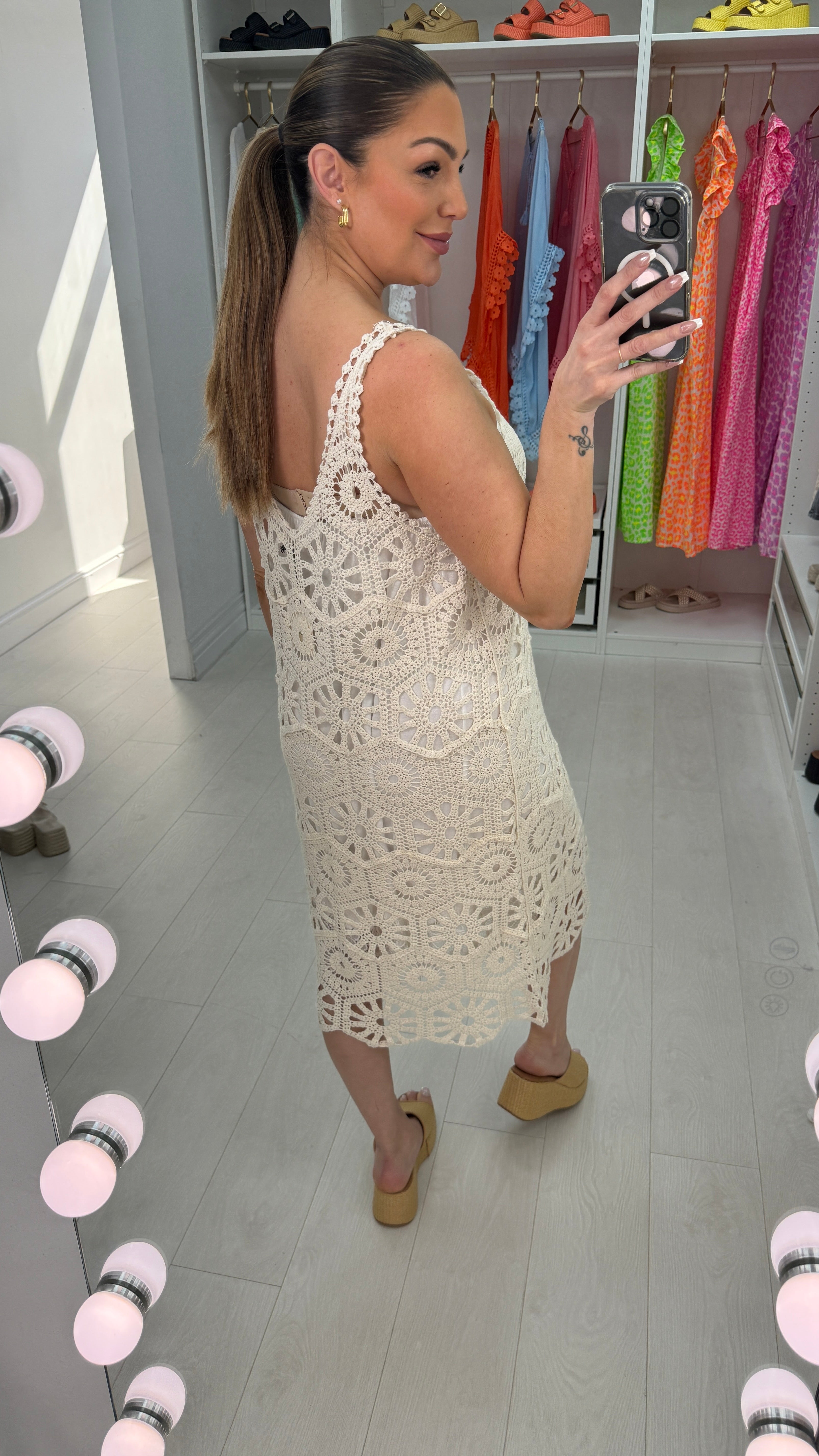 Aloe Plain Crochet Midi Dress