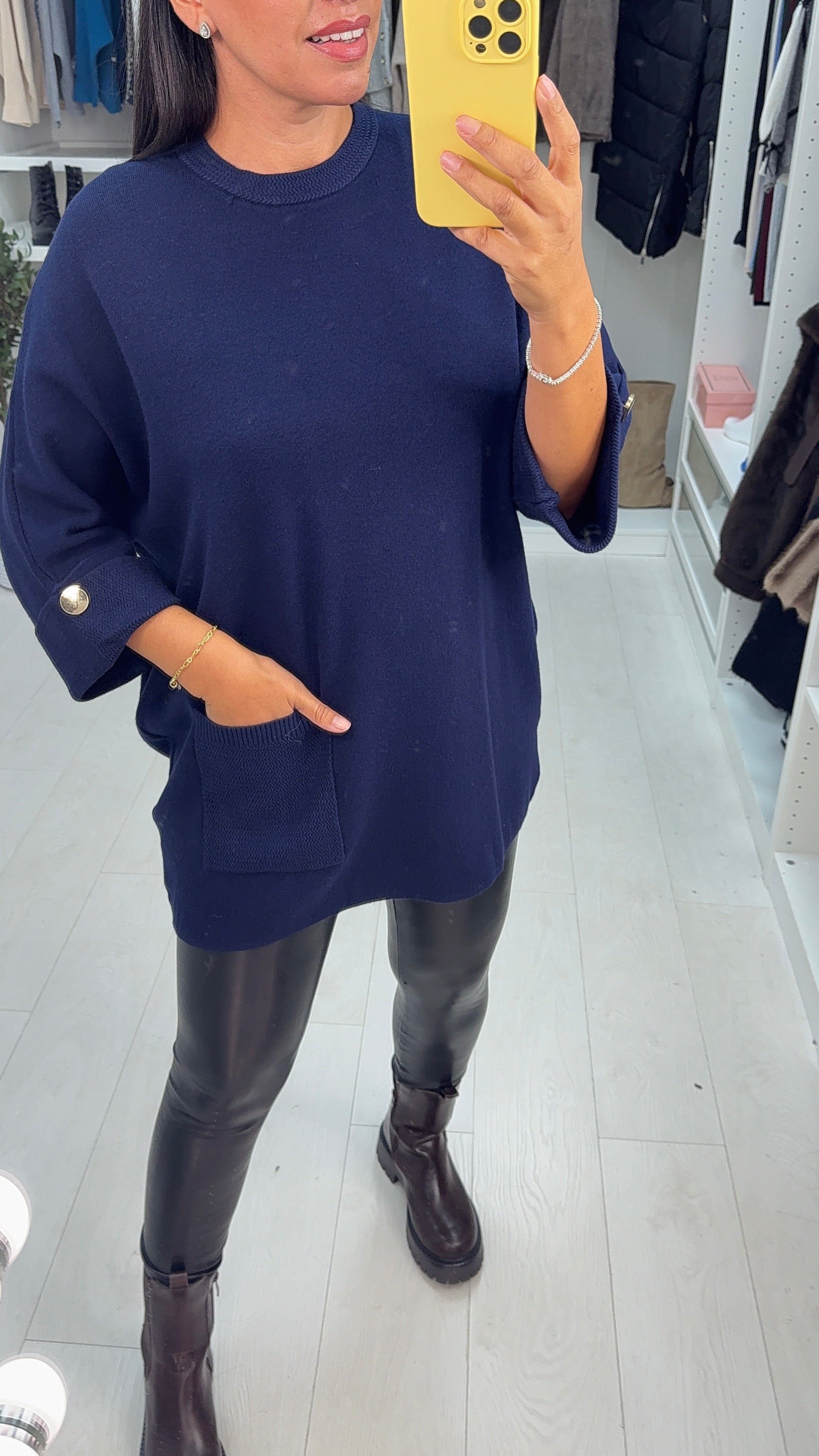 Tosha Plain Loose Fit Longline Jumper