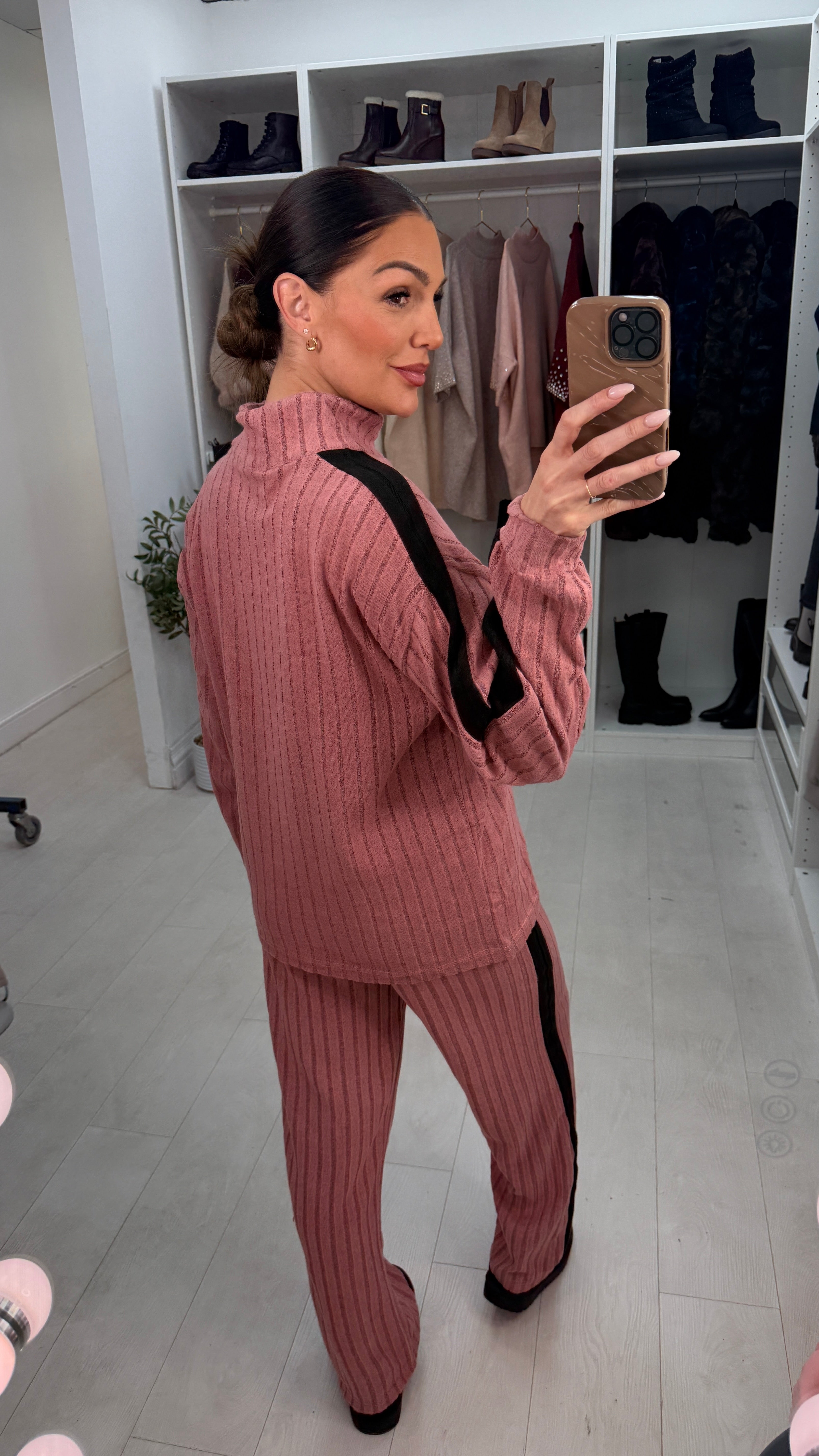 Audra Ribbed Side Stripe Detailed Loungewear Set