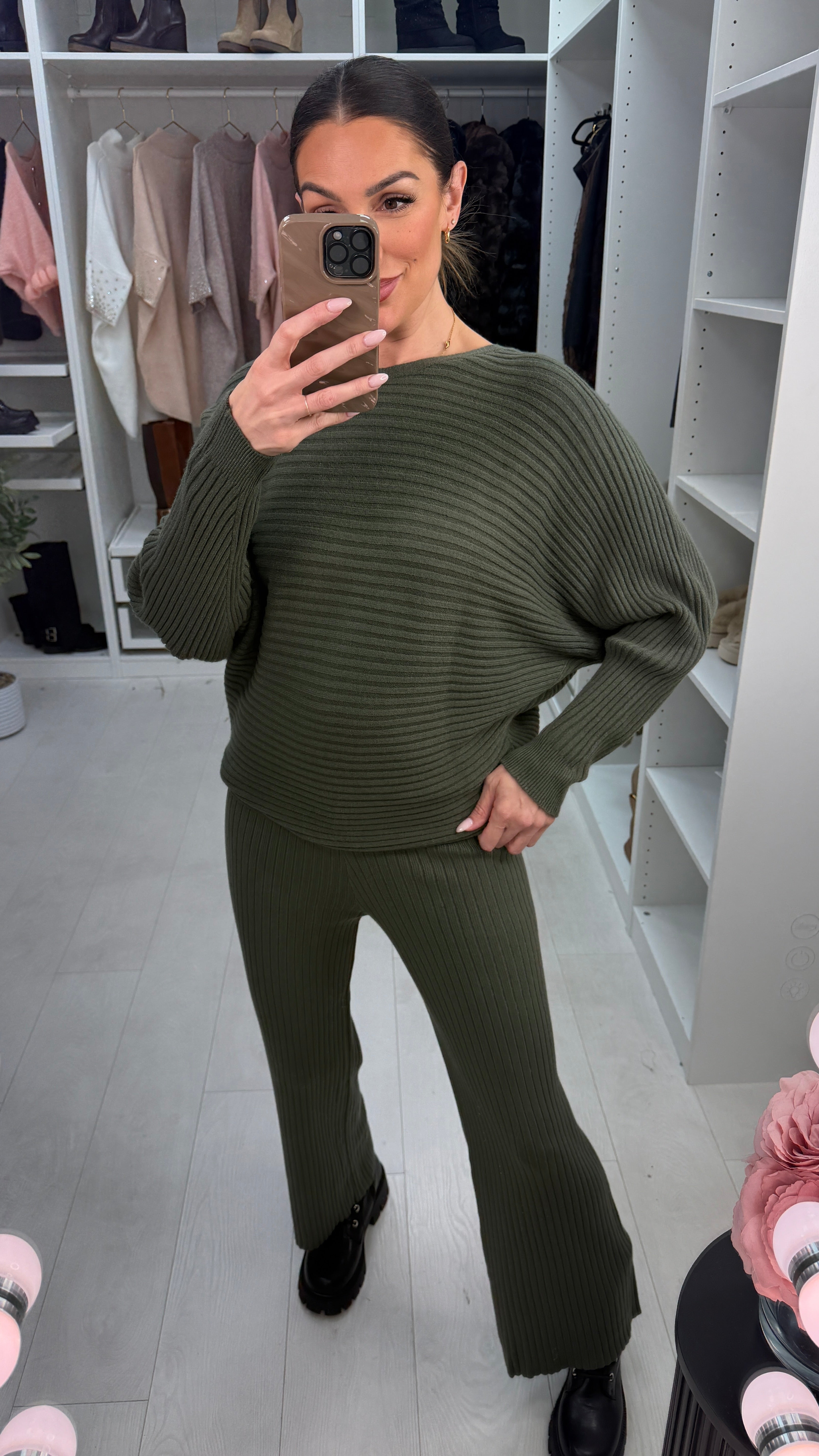 Keleigh Plain Ribbed Loungewear Set