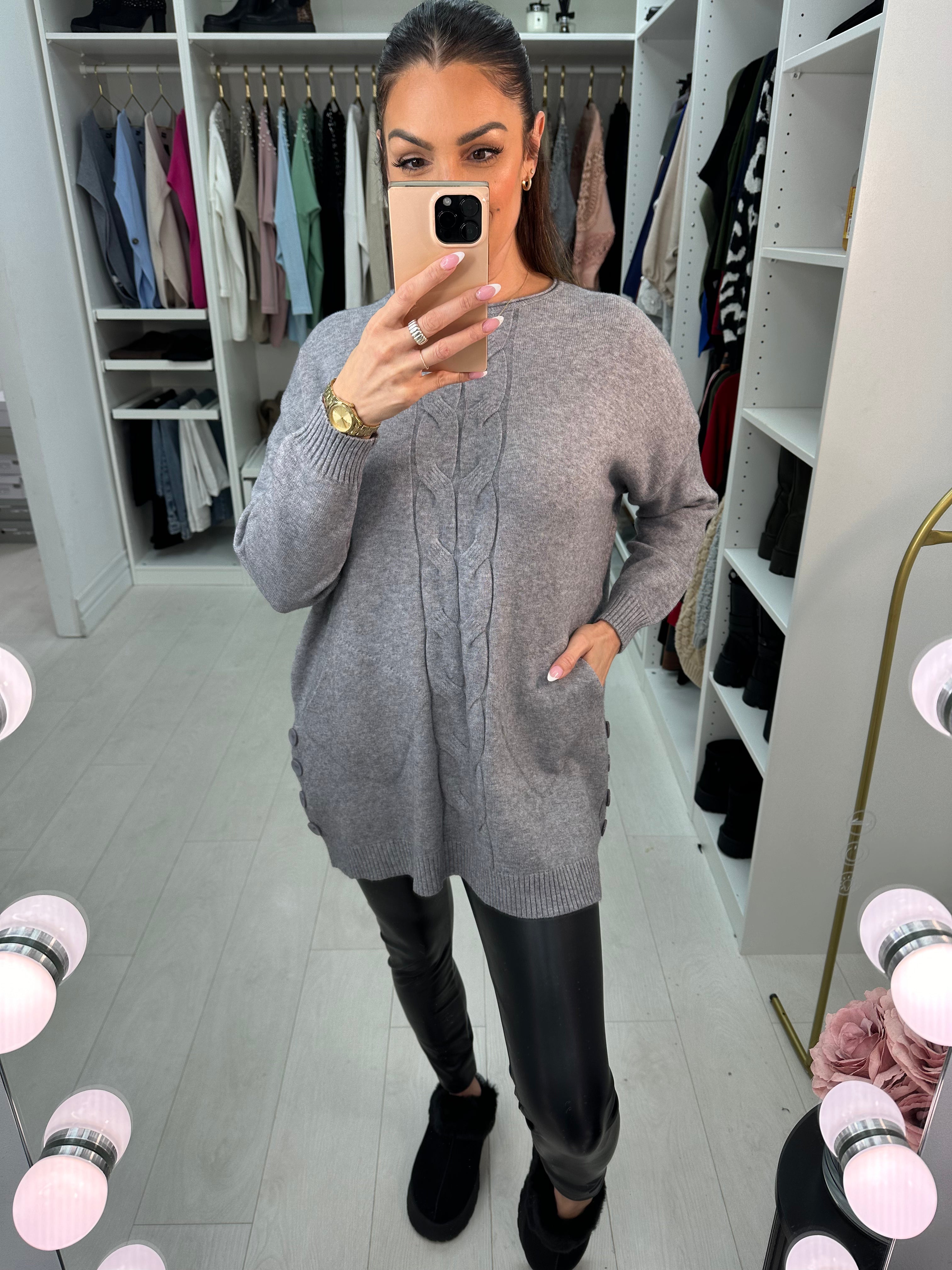 Joanna Cable Detail Pocket Front Jumper