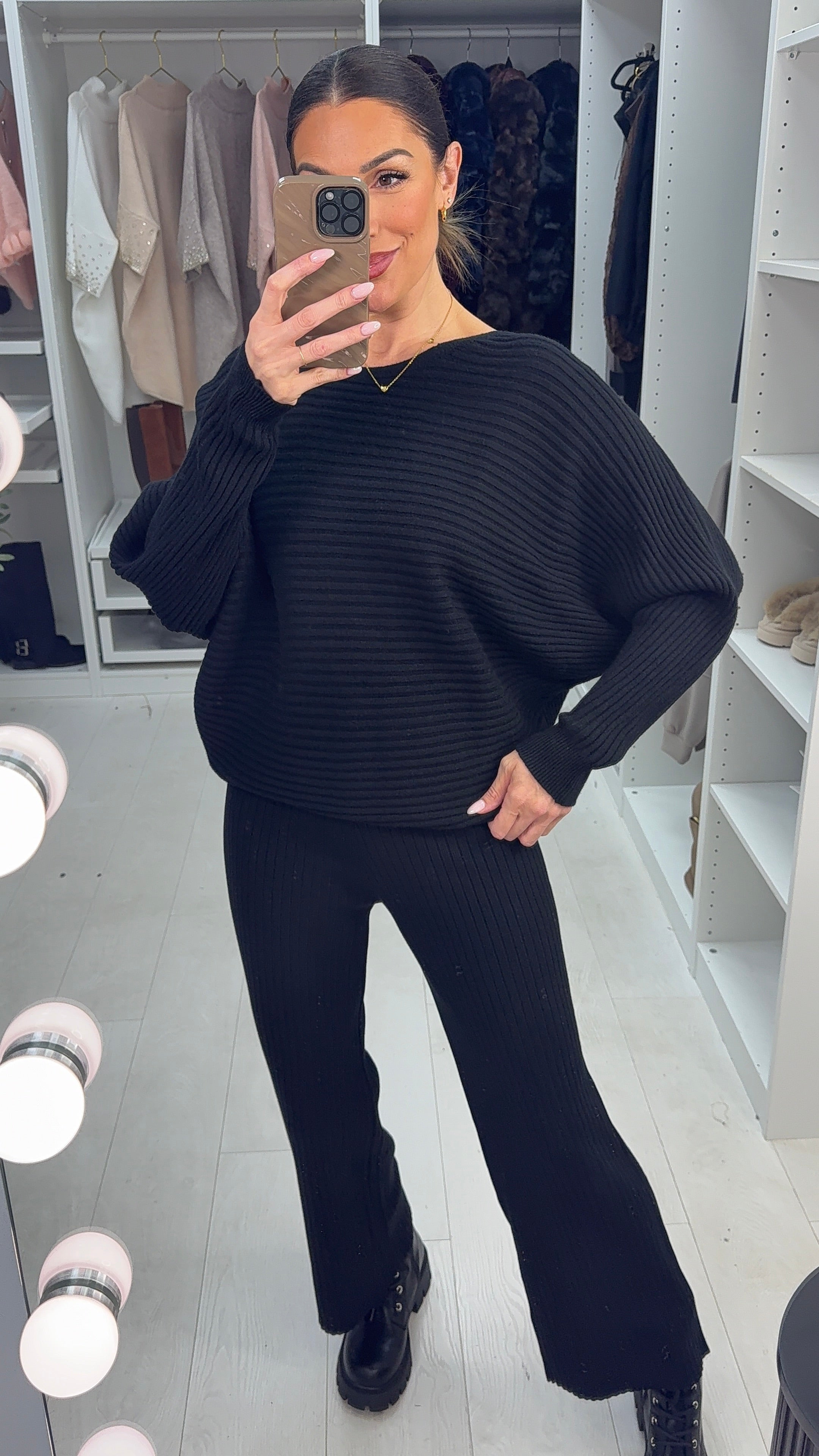 Keleigh Plain Ribbed Loungewear Set